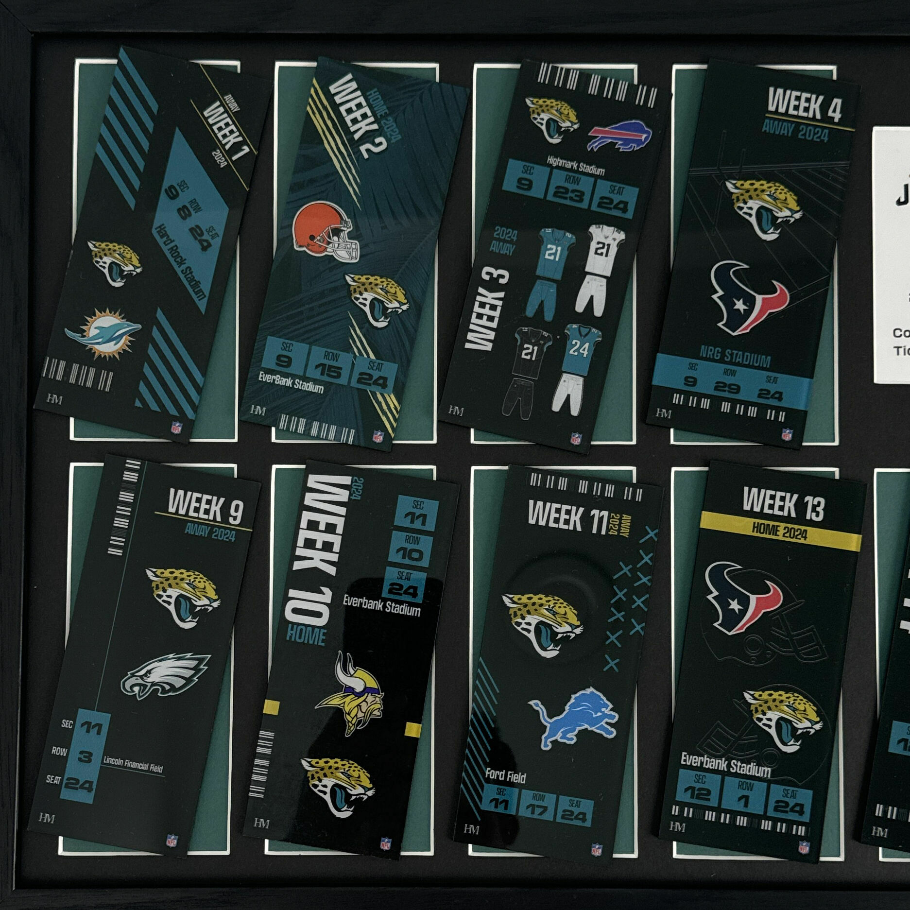 COMPLETED Jaguars Commemorative Ticket Frame 2024-2025
