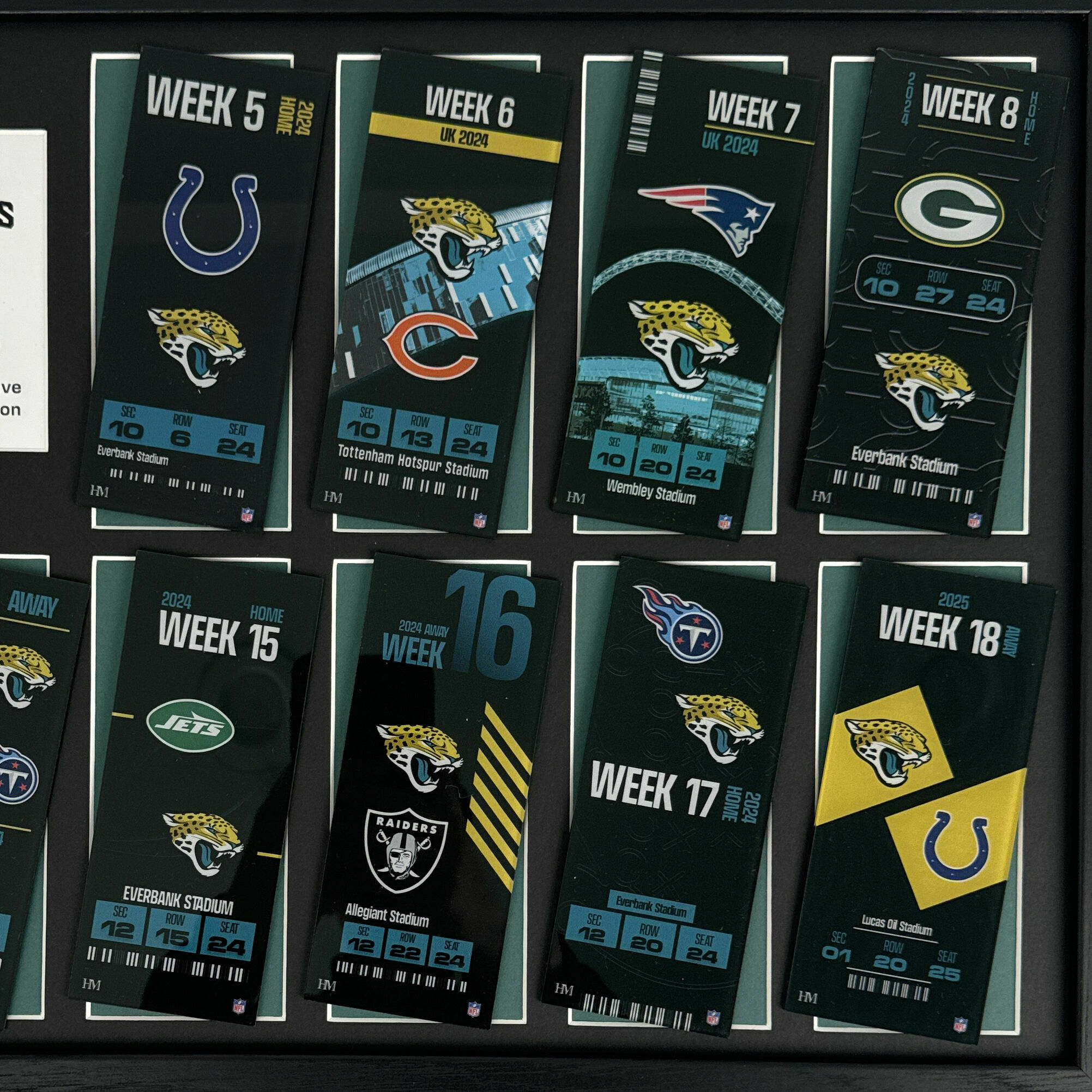 COMPLETED Jaguars Commemorative Ticket Frame 2024-2025