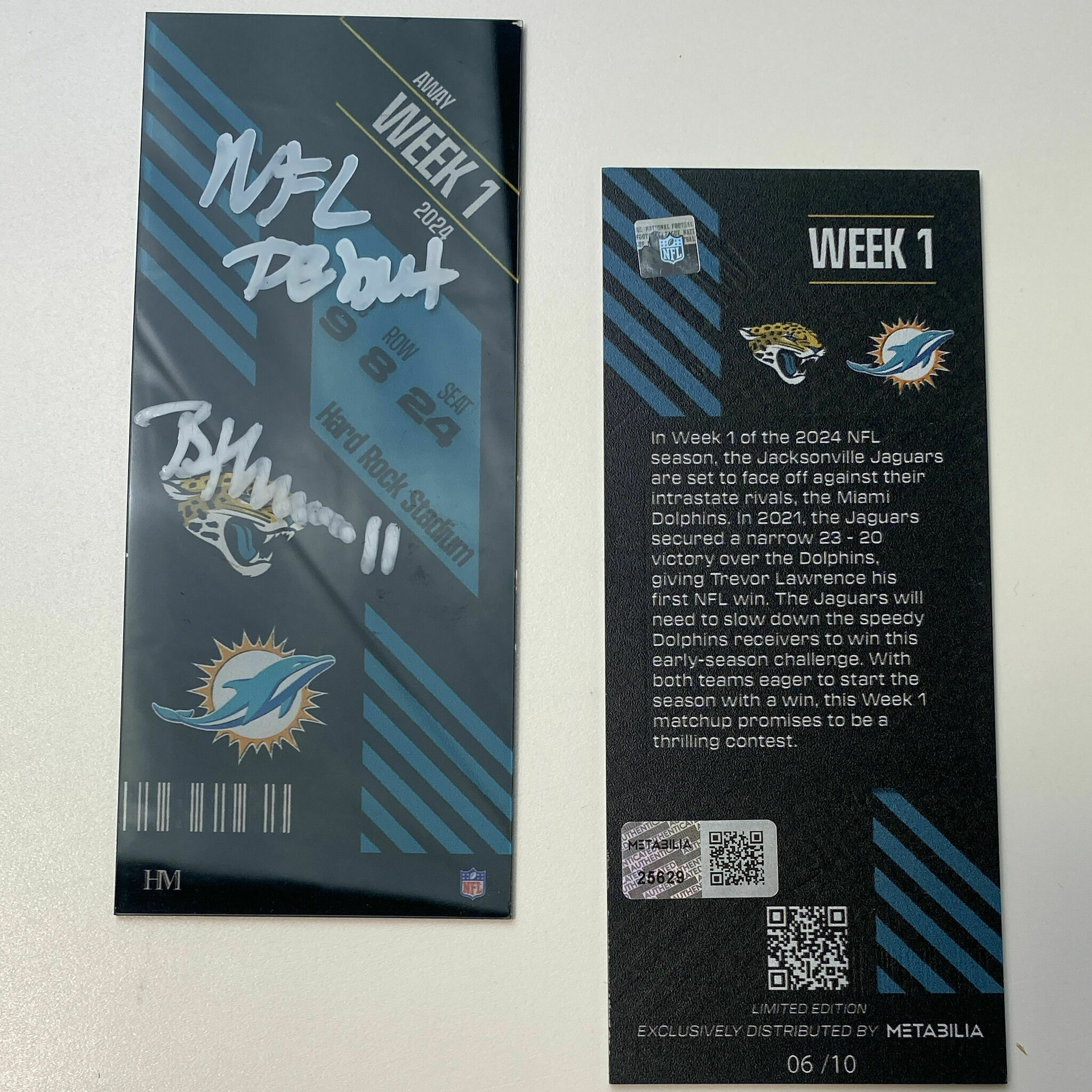 Thomas Jr. Signed & Inscribed Week 1 Commemorative Ticket