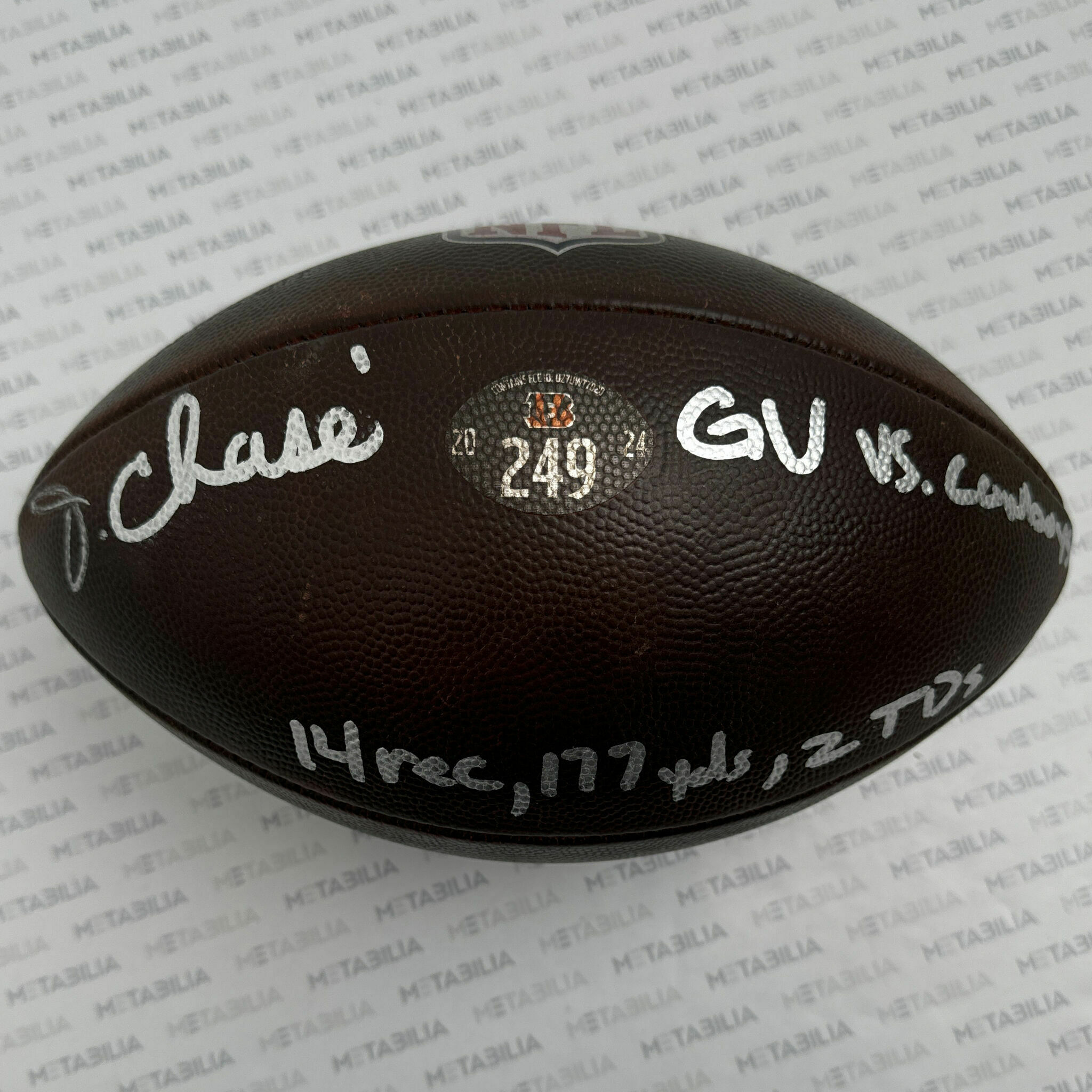 #1 Chase Signed & Inscribed Game-Used Ball #249 vs Cowboys