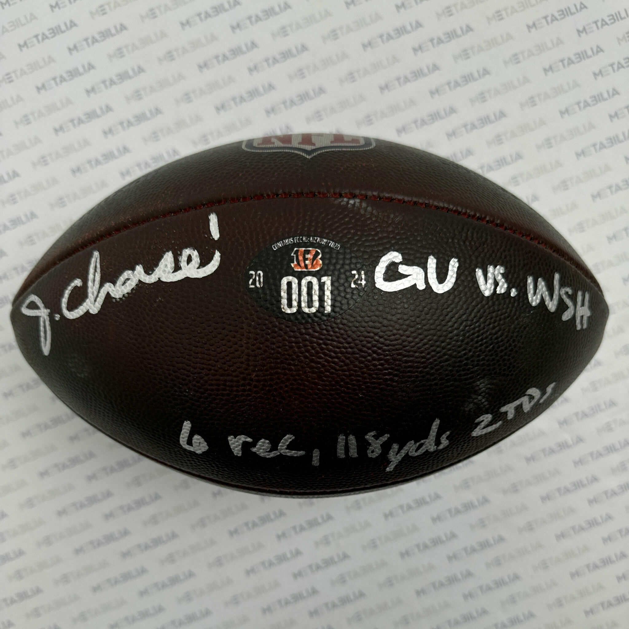 #1 Chase Signed & Inscribed Game-Used Ball #001 vs Commanders