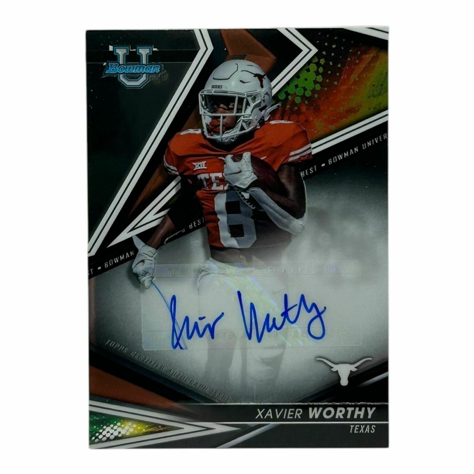 Xavier Worthy 2022 Topps Bowman University Best of '22 Autograph Rookie Trading Card