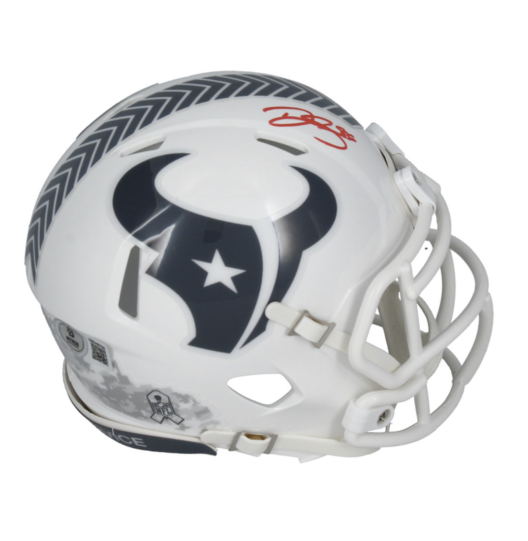 Dalton Schultz Autographed (Red Ink) Texans 2024 STS Mini Speed Helmet