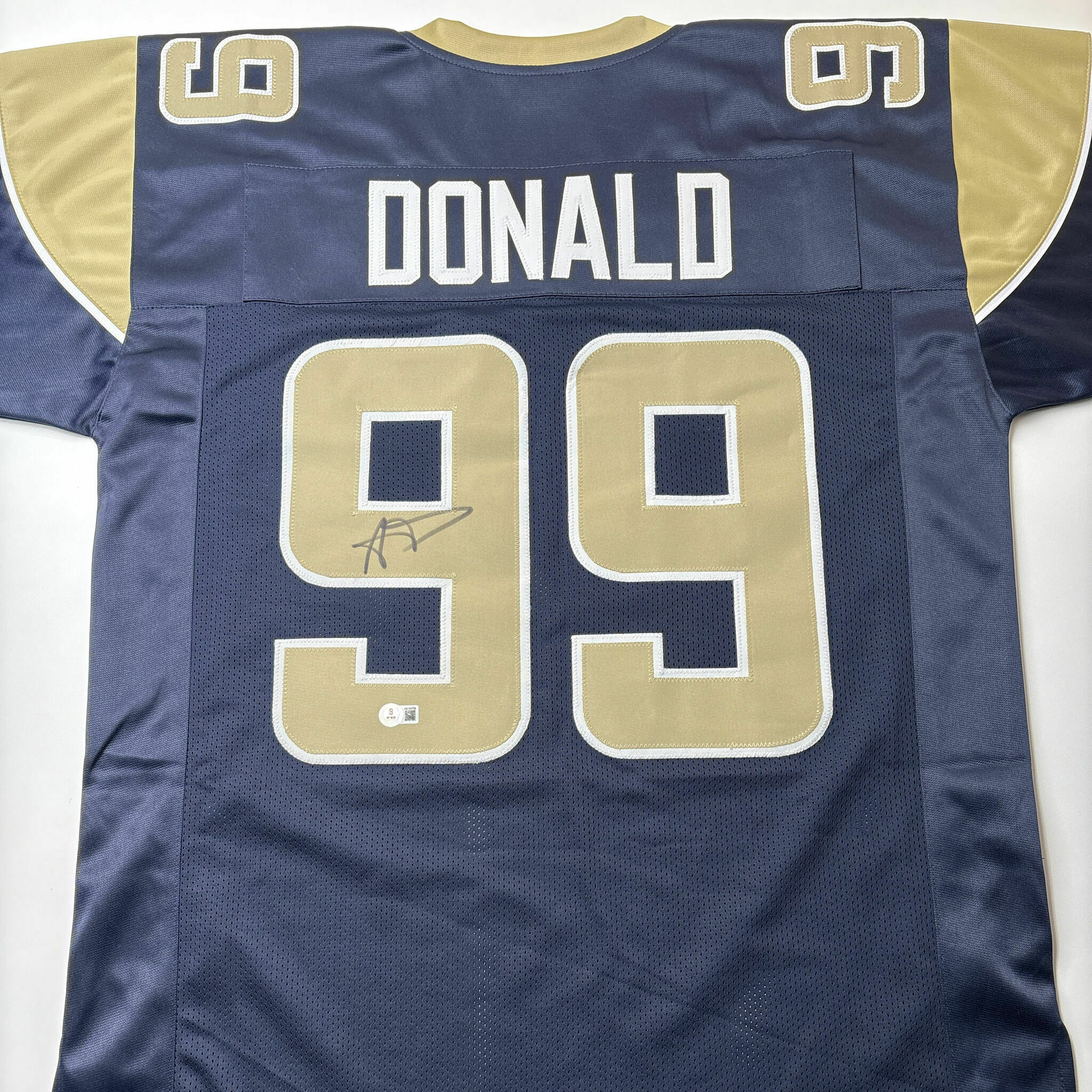 Aaron Donald Signed Navy Blue Throwback Custom Jersey