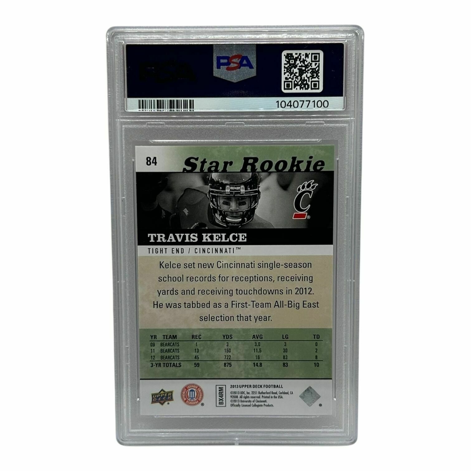 Travis Kelce 2013 Upper Deck Football Star Rookie Trading Card - PSA Grade 9 Mint