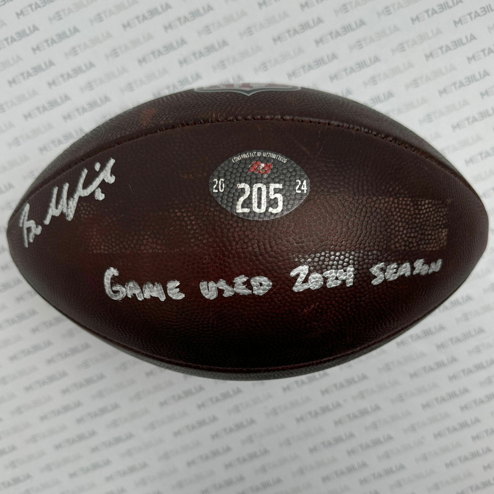 #6 Mayfield Signed & Inscribed Game-Used Ball #205 - 2024-2025 Season