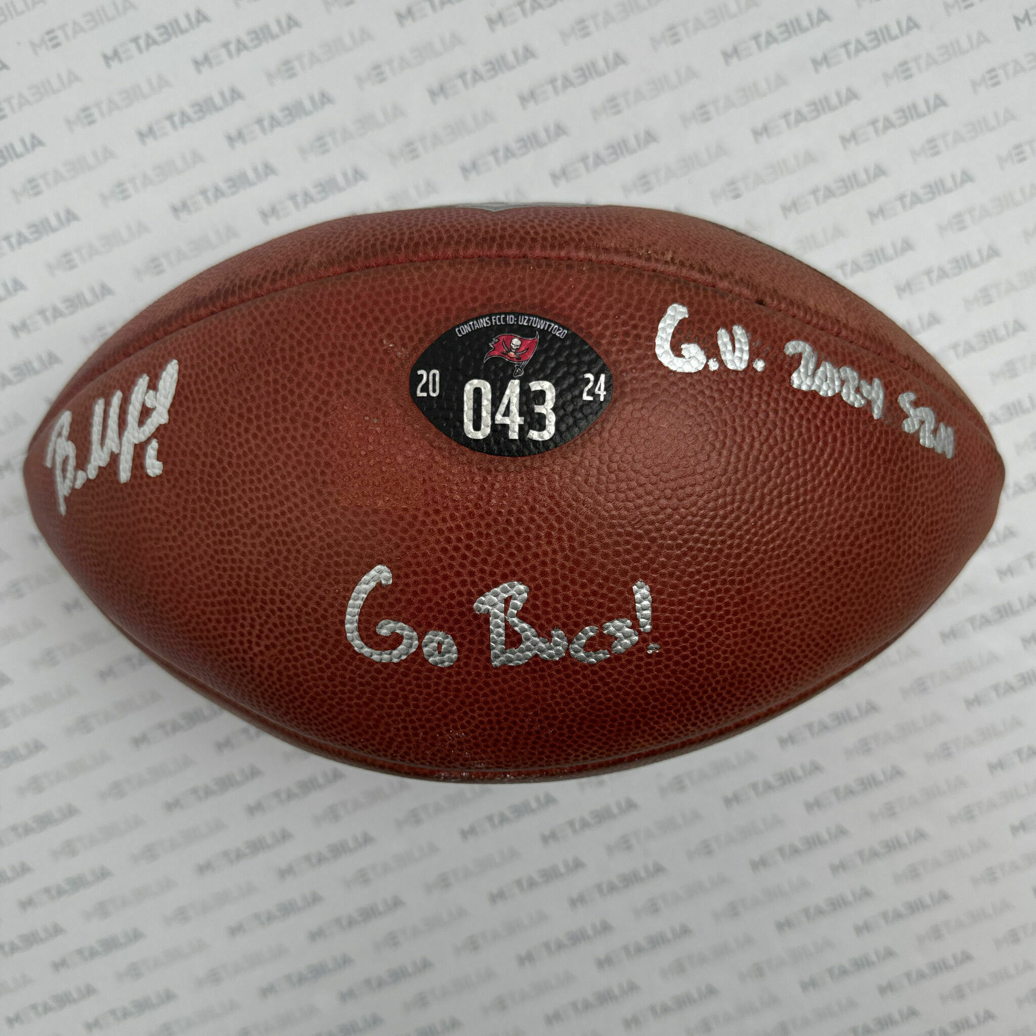 #6 Mayfield Signed & Inscribed Game-Used Ball #043 - 2024-2025 Season