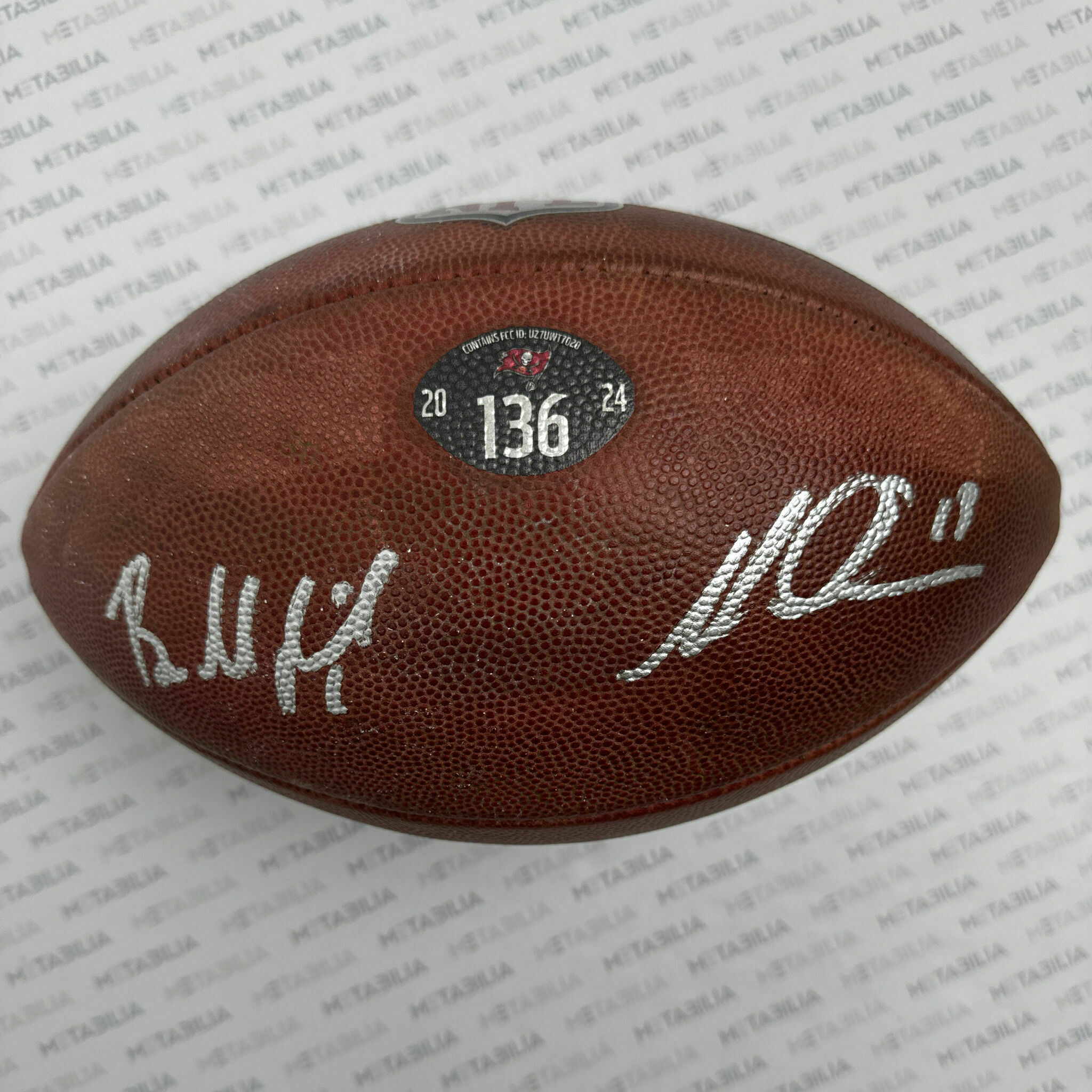 #6 Mayfield & #13 Evans Dual Signed Game-Used Ball #136 - 2024-2025 Season