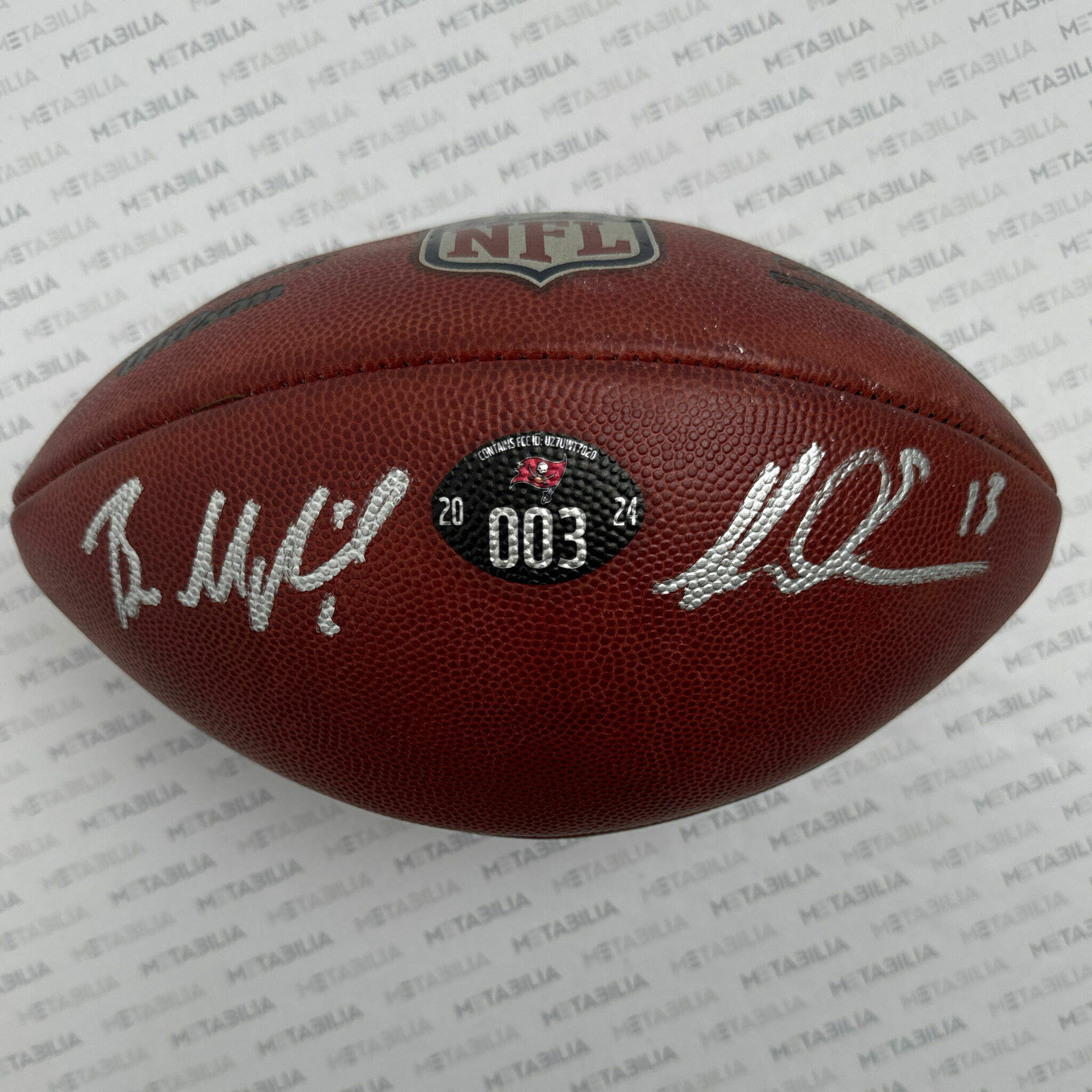 #6 Mayfield & #13 Evans Dual Signed Game-Used Ball #003 - 2024-2025 Season