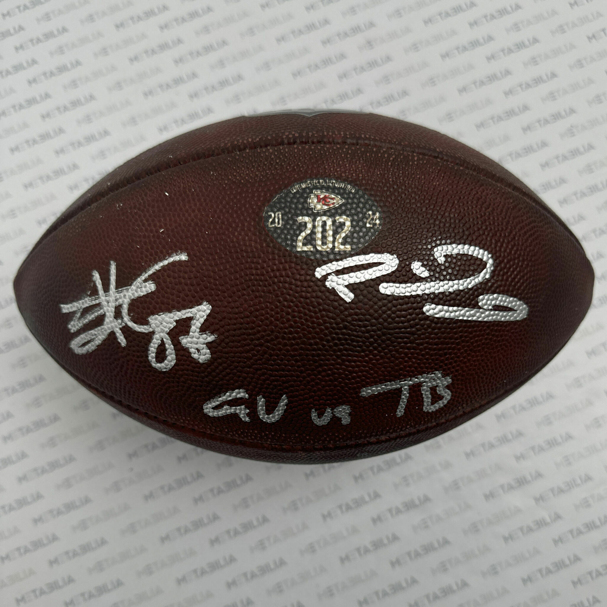 Mahomes & Kelce Dual Signed & Inscribed PHOTOMATCHED Game-Used Ball #202 vs TB