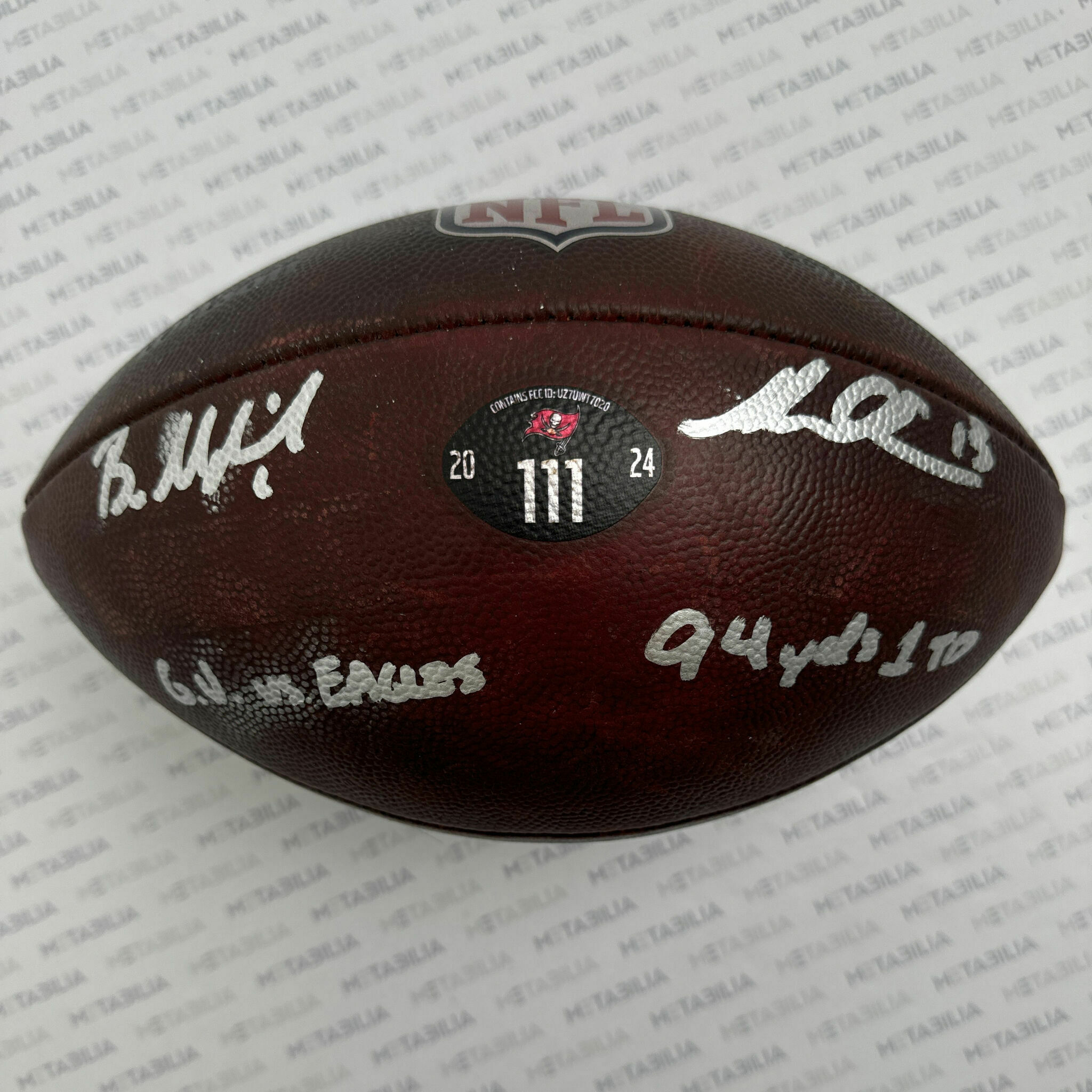Evans & Mayfield Dual Signed & Inscribed PHOTOMATCHED  Game-Used Ball #111 vs Eagles