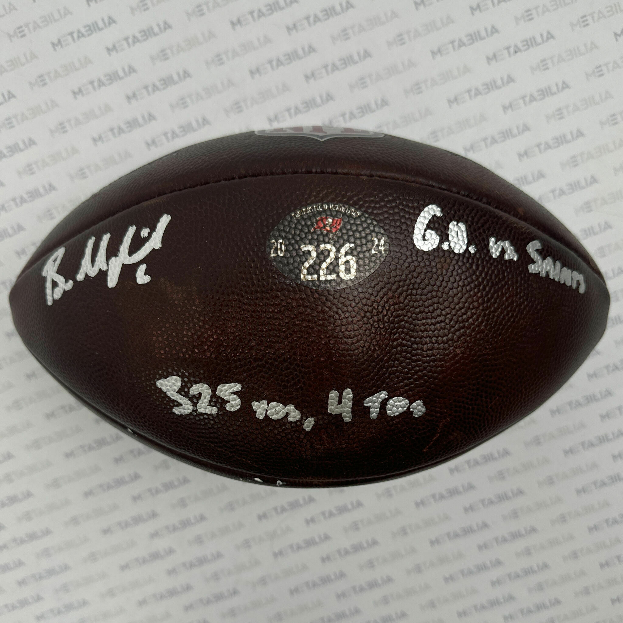#6 Mayfield Signed & Inscribed PHOTOMATCHED Game-Used Ball #226 vs Saints
