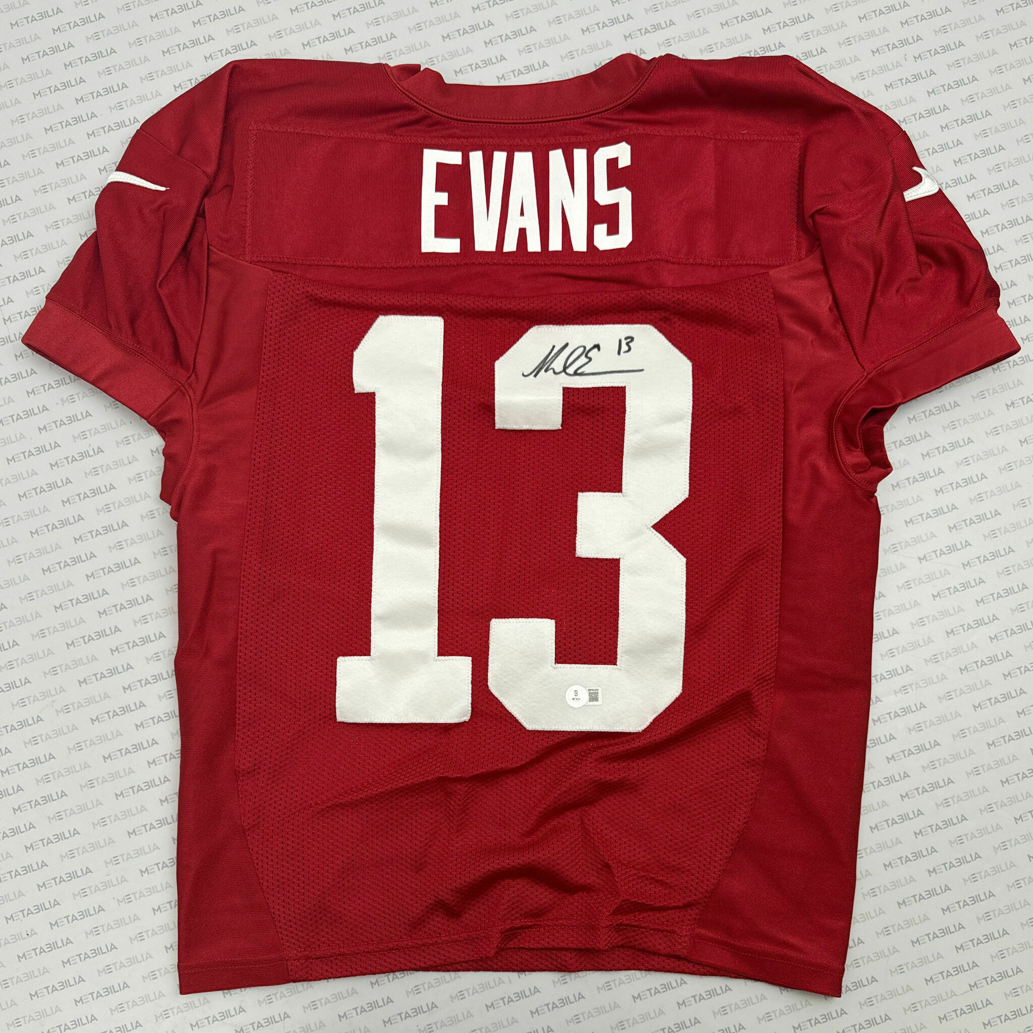#13 Evans Signed Red Practice-Worn Jersey