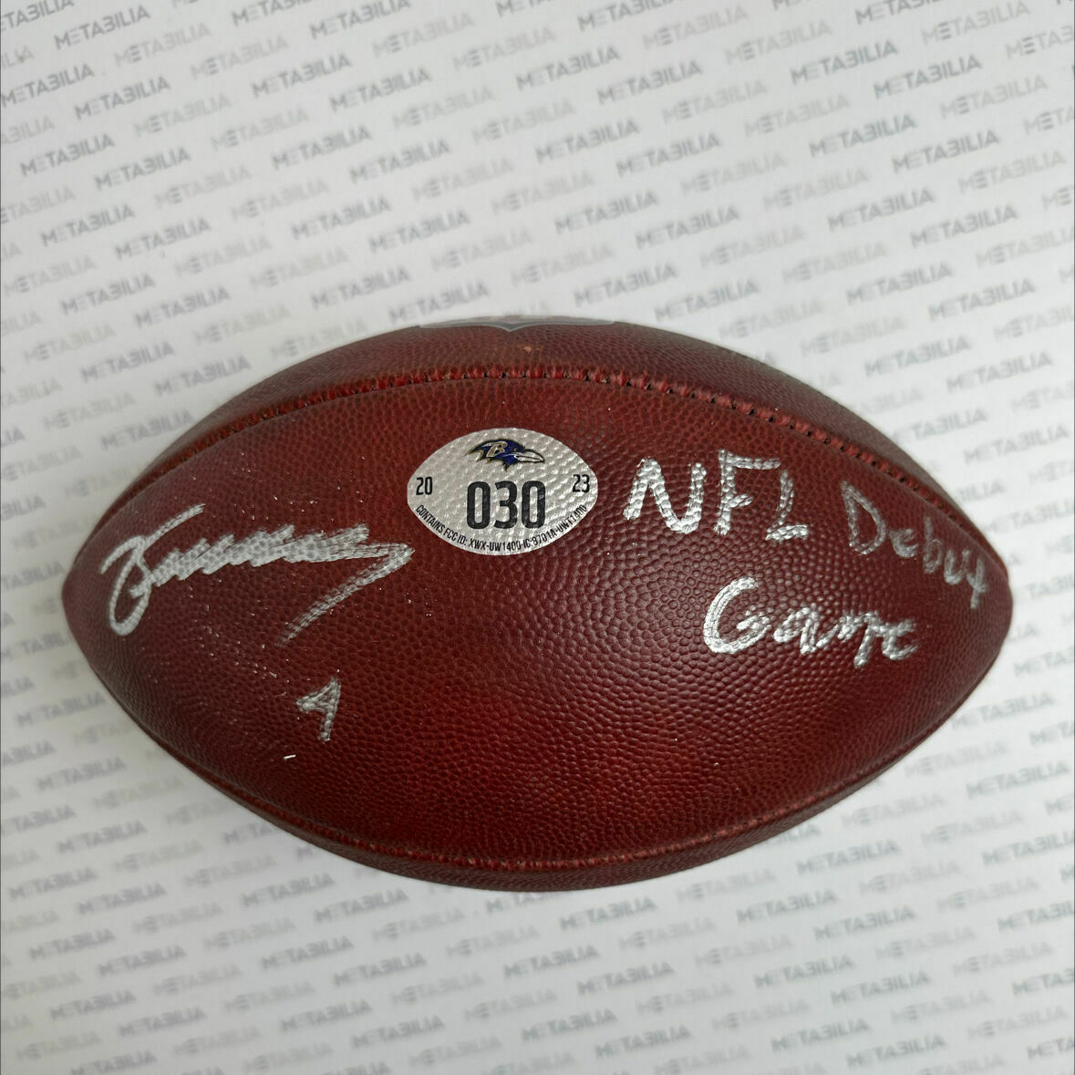 Zay Flowers Signed & Inscribed Ravens Game-Used Ball #030 vs Houston