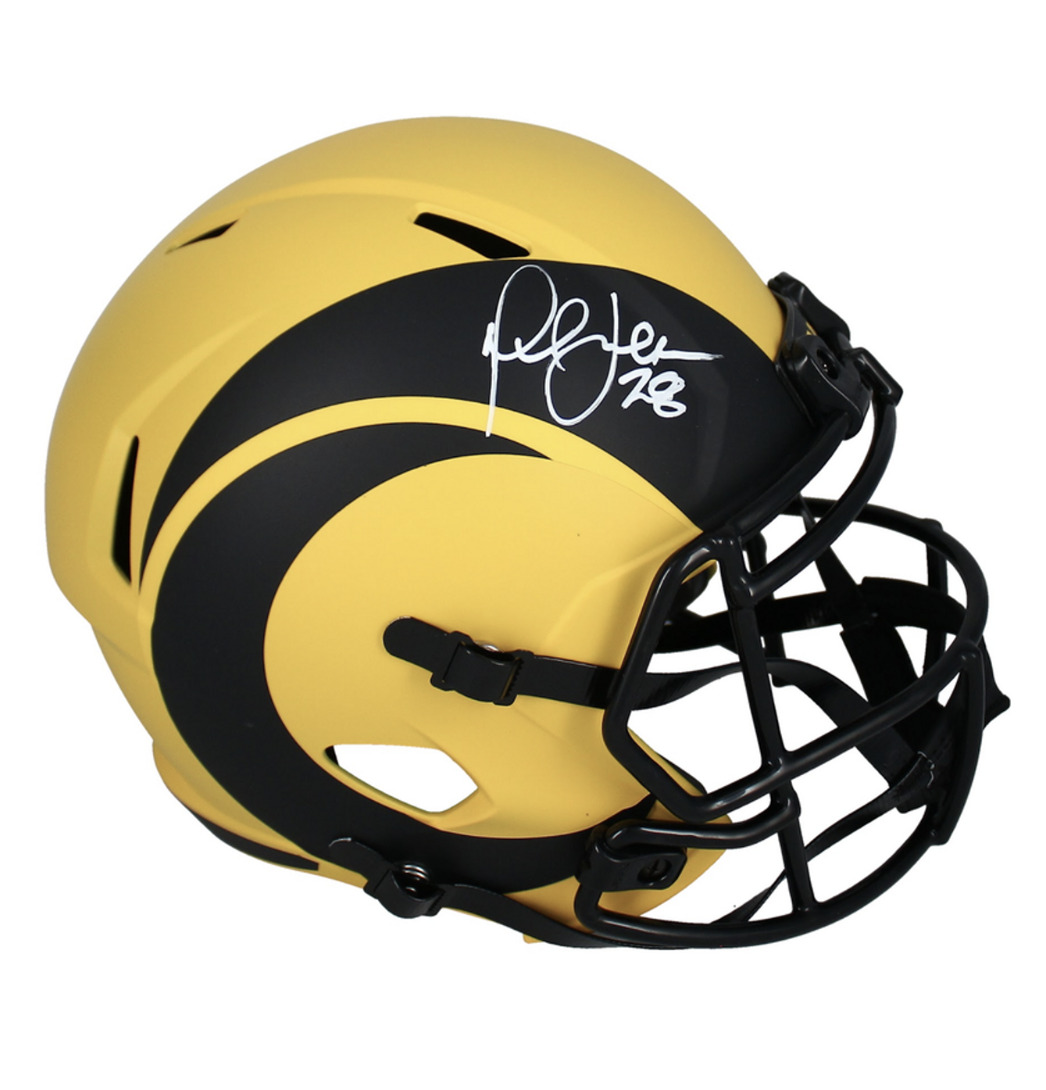 Marshall Faulk Autographed Los Angeles Rams RAVE Full Size Speed Helmet Beckett