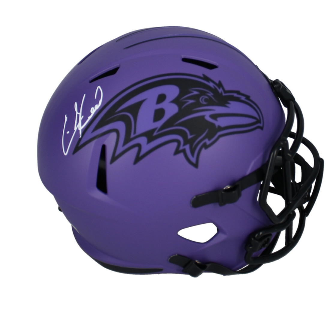 Ed Reed Autographed Ravens Full Size 'RAVE' Replica Speed Helmet Beckett