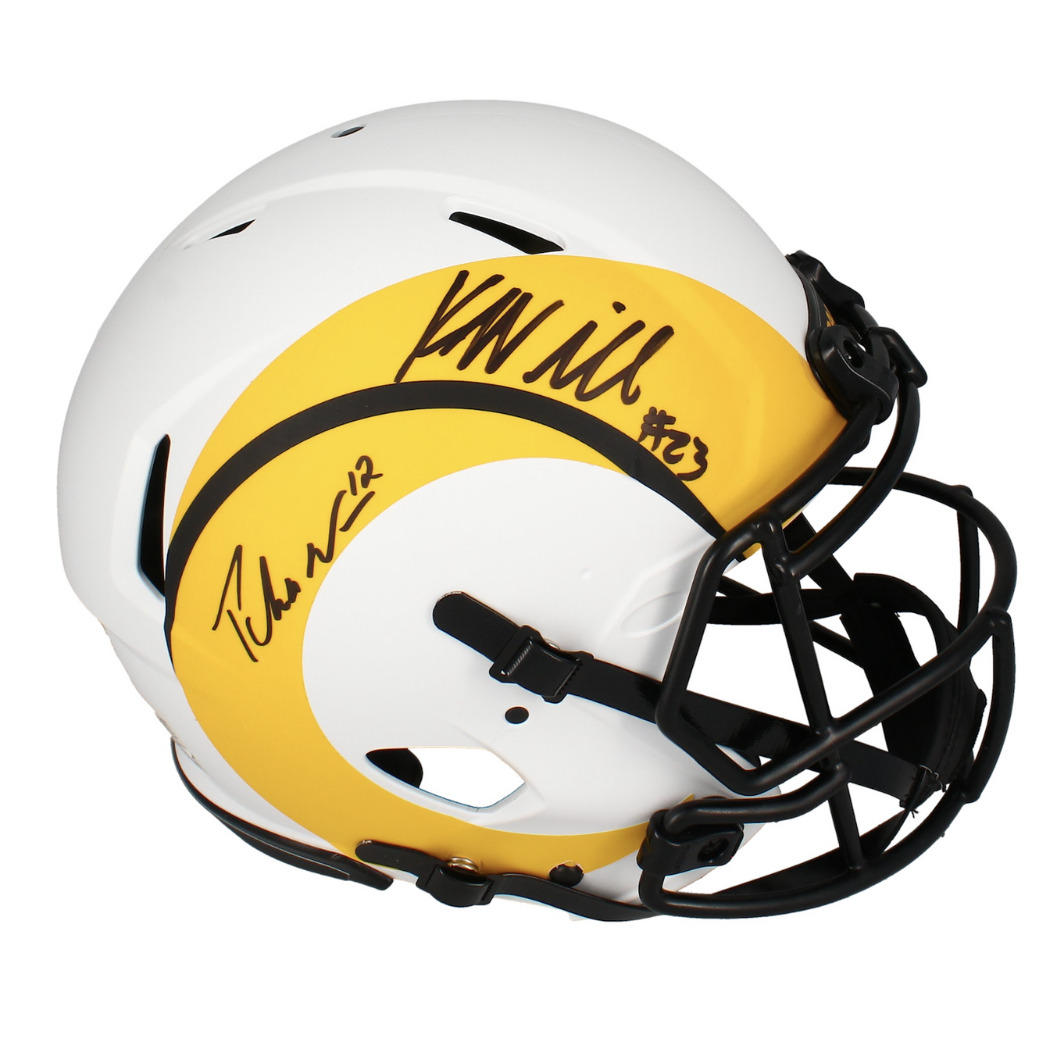 Puka Nacua / Kyren Williams dual Autographed Rams Lunar Authentic Helmet