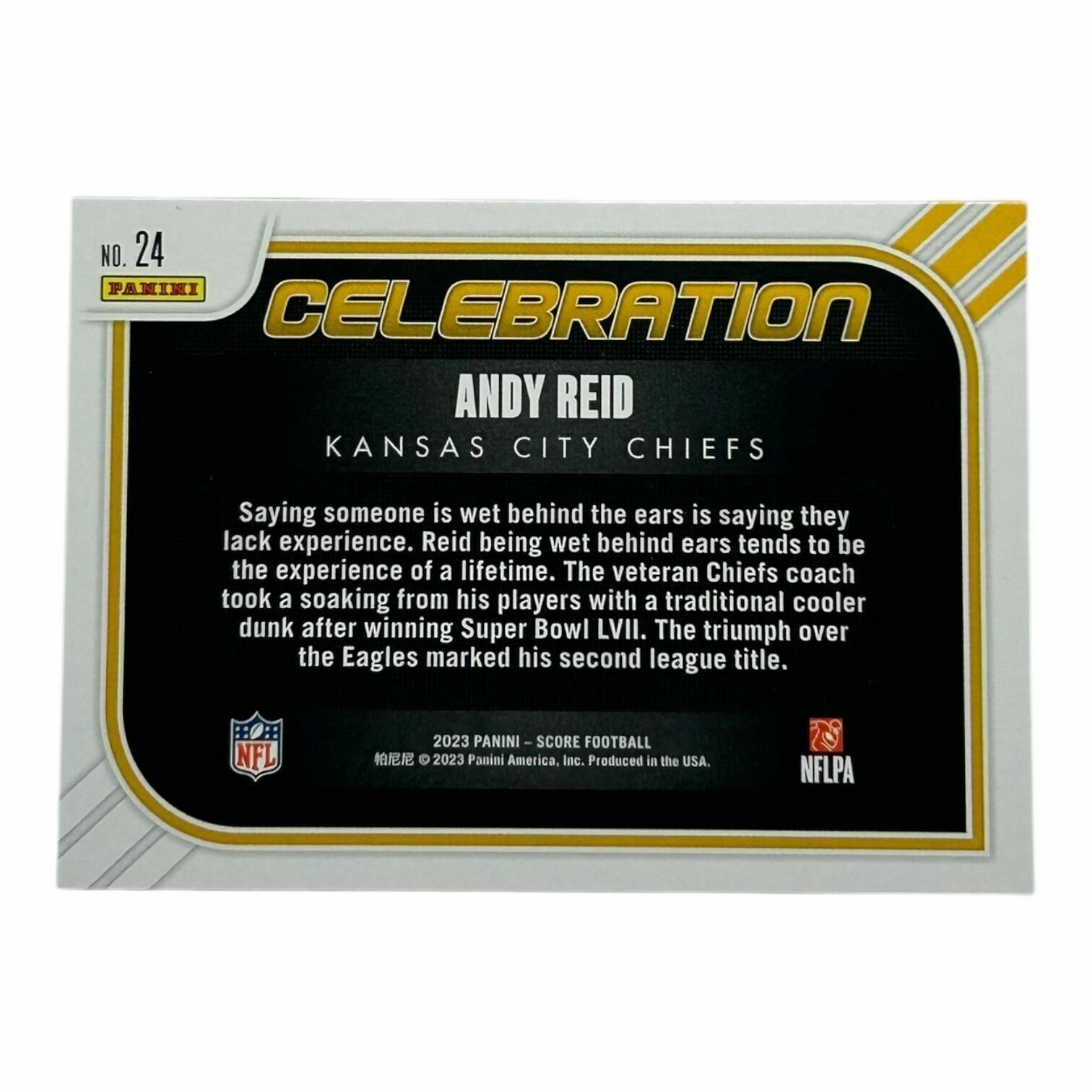 Andy Reid 2023 Panini Score Football Celebration Trading Card