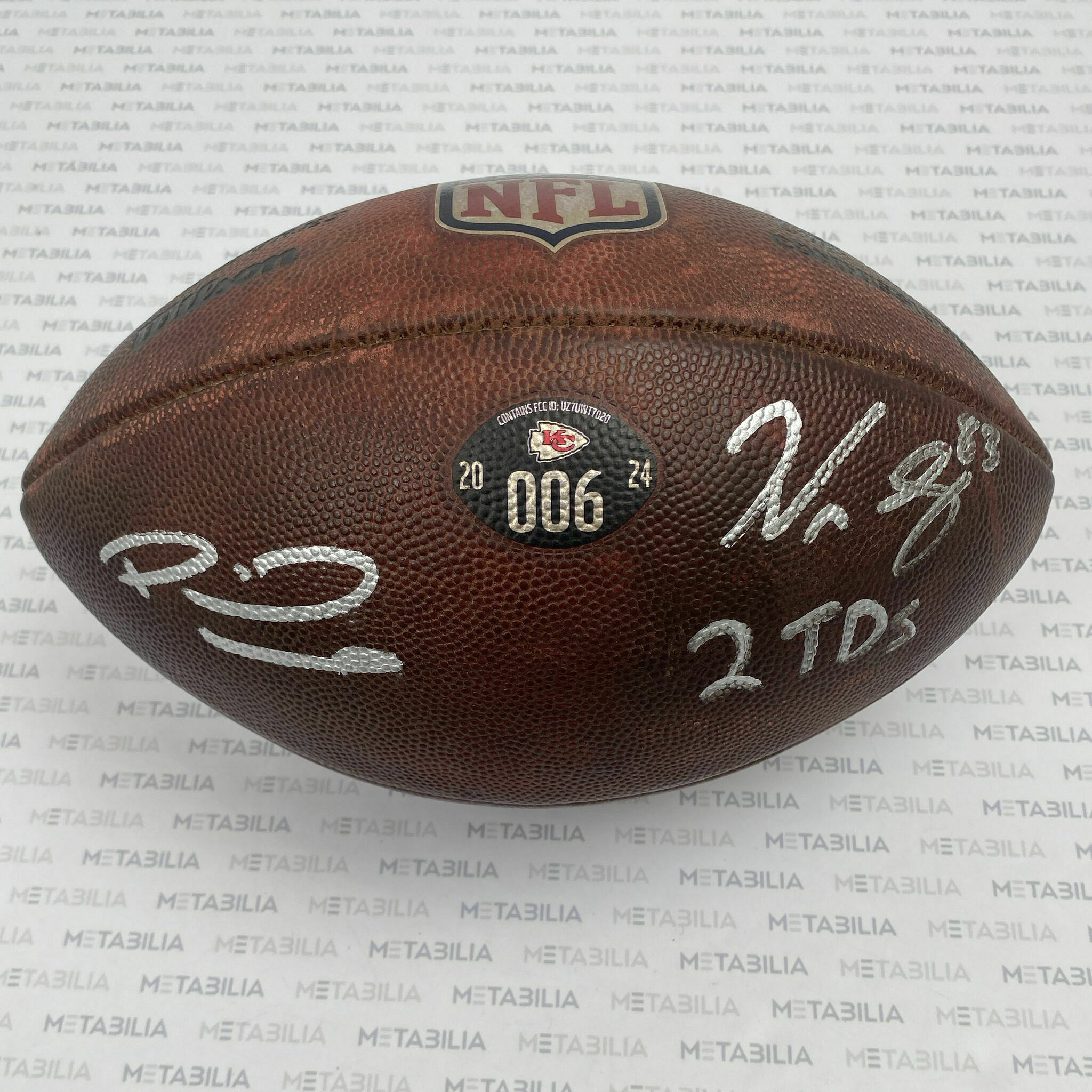 Mahomes & Gray Dual Signed & Inscribed PHOTOMATCHED Game-Used Ball #006 vs BUF