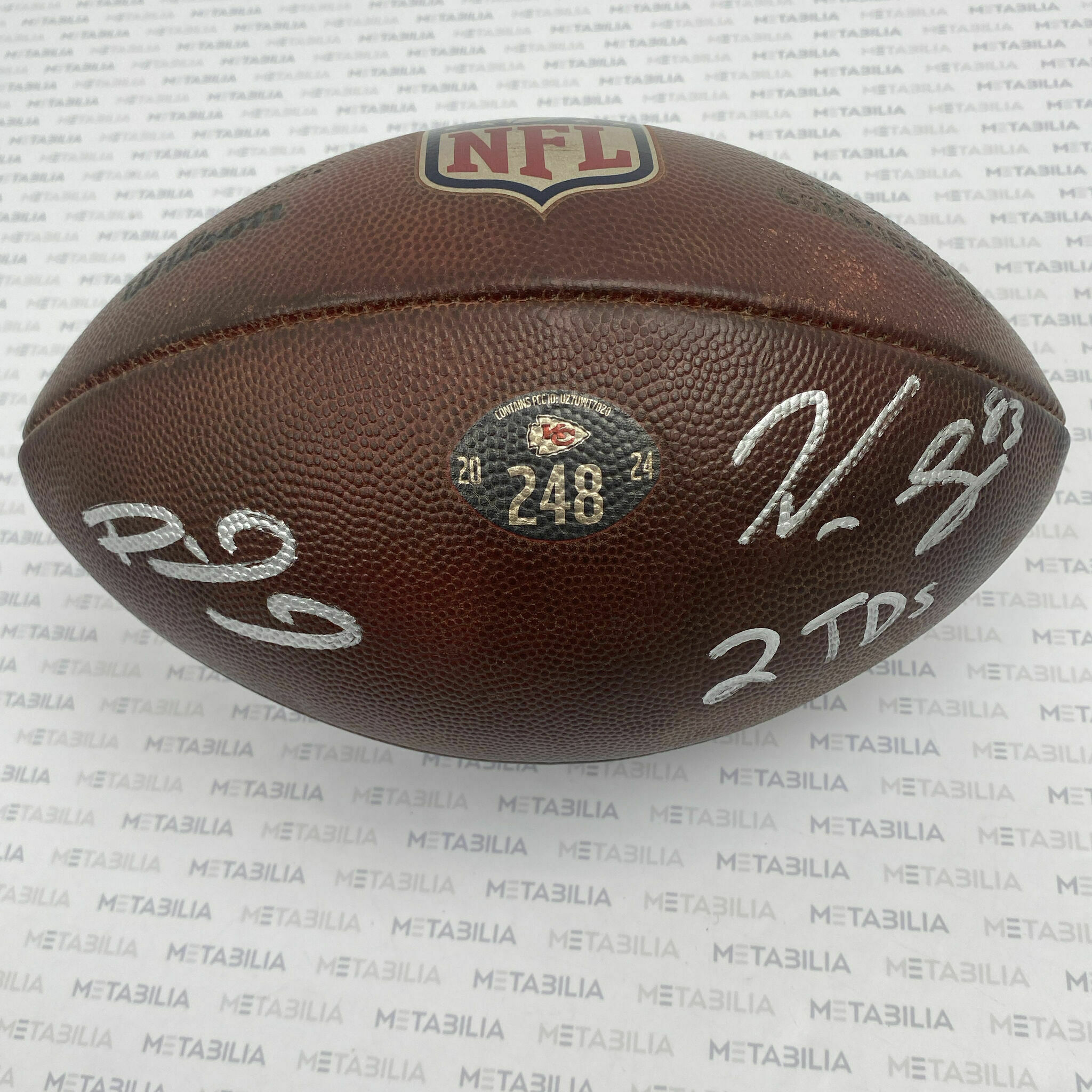 Mahomes & Gray Dual Signed & Inscribed Game-Used Ball #248 vs BUF