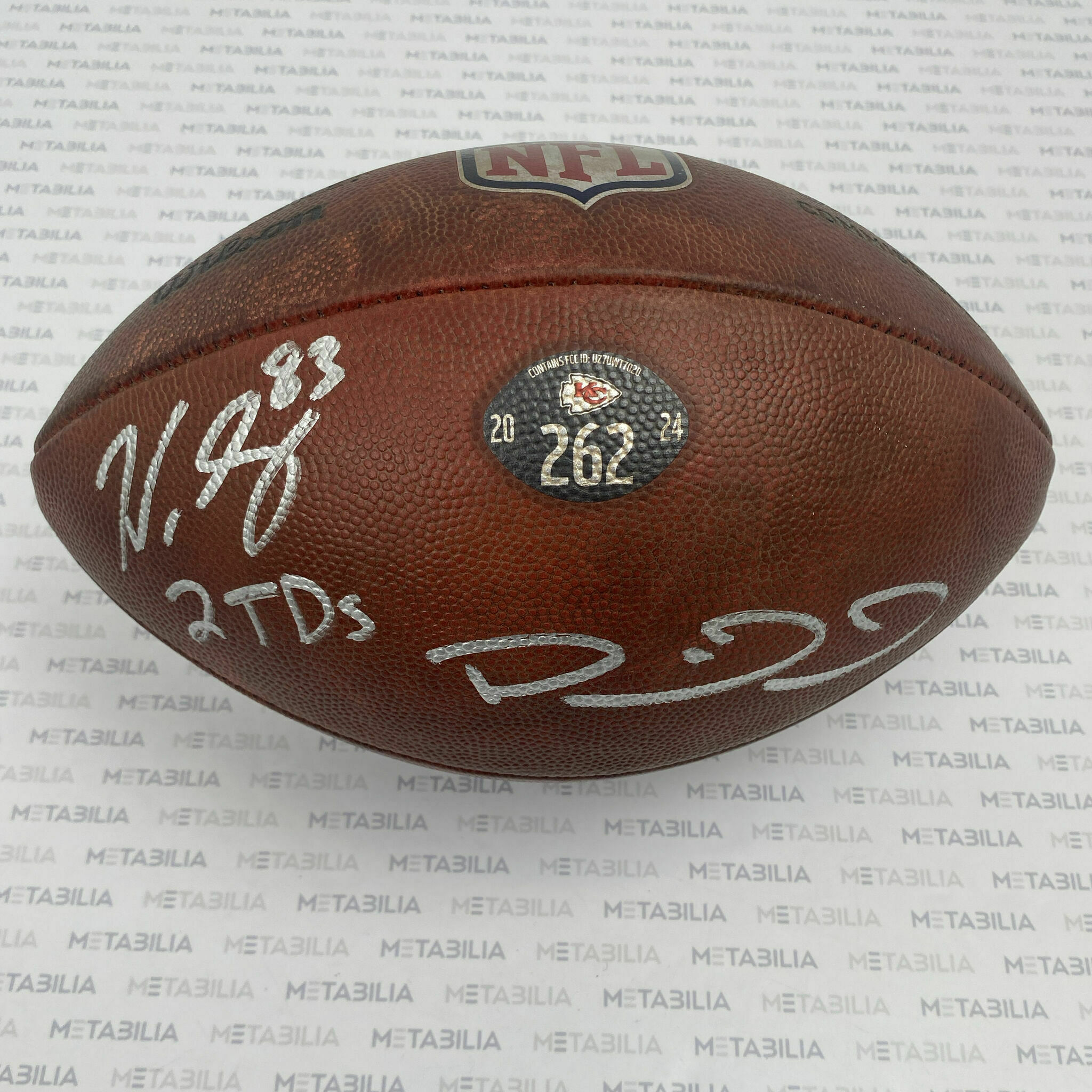 Mahomes & Gray Dual Signed & Inscribed PHOTOMATCH Chiefs Game-Used Ball #262 vs CAR