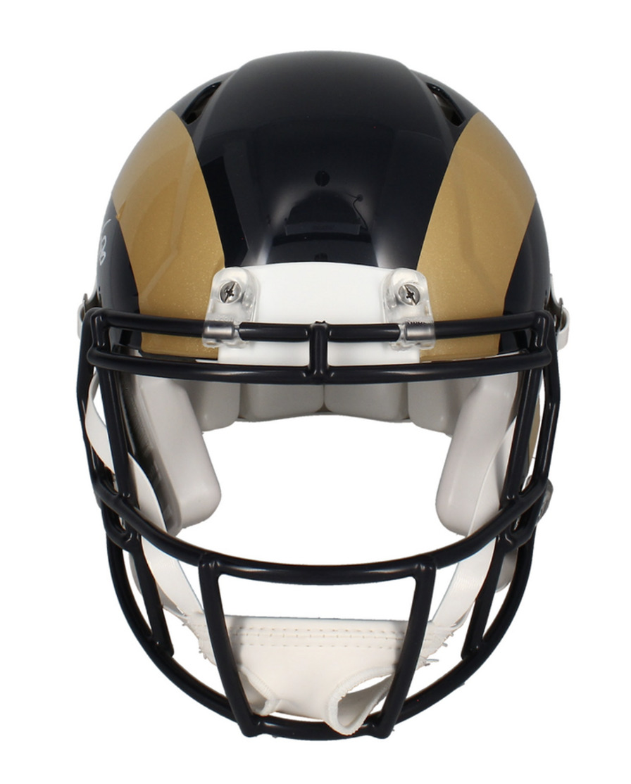 Marshall Faulk Autographed Rams Throwback Authentic Speed Helmet Beckett