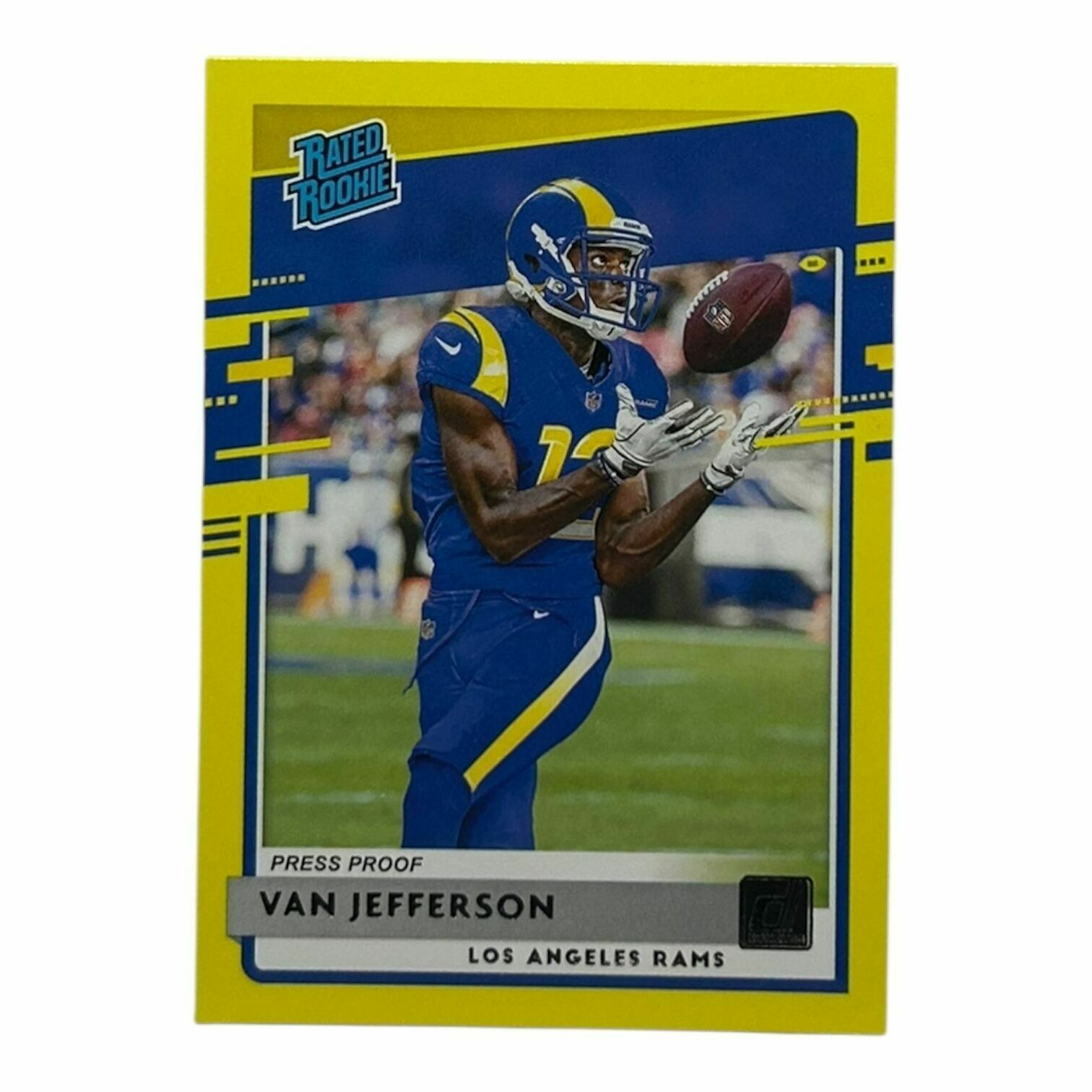 Van Jefferson 2020 Panini Donruss Football Rated Rookie Yellow Parallel Trading Card