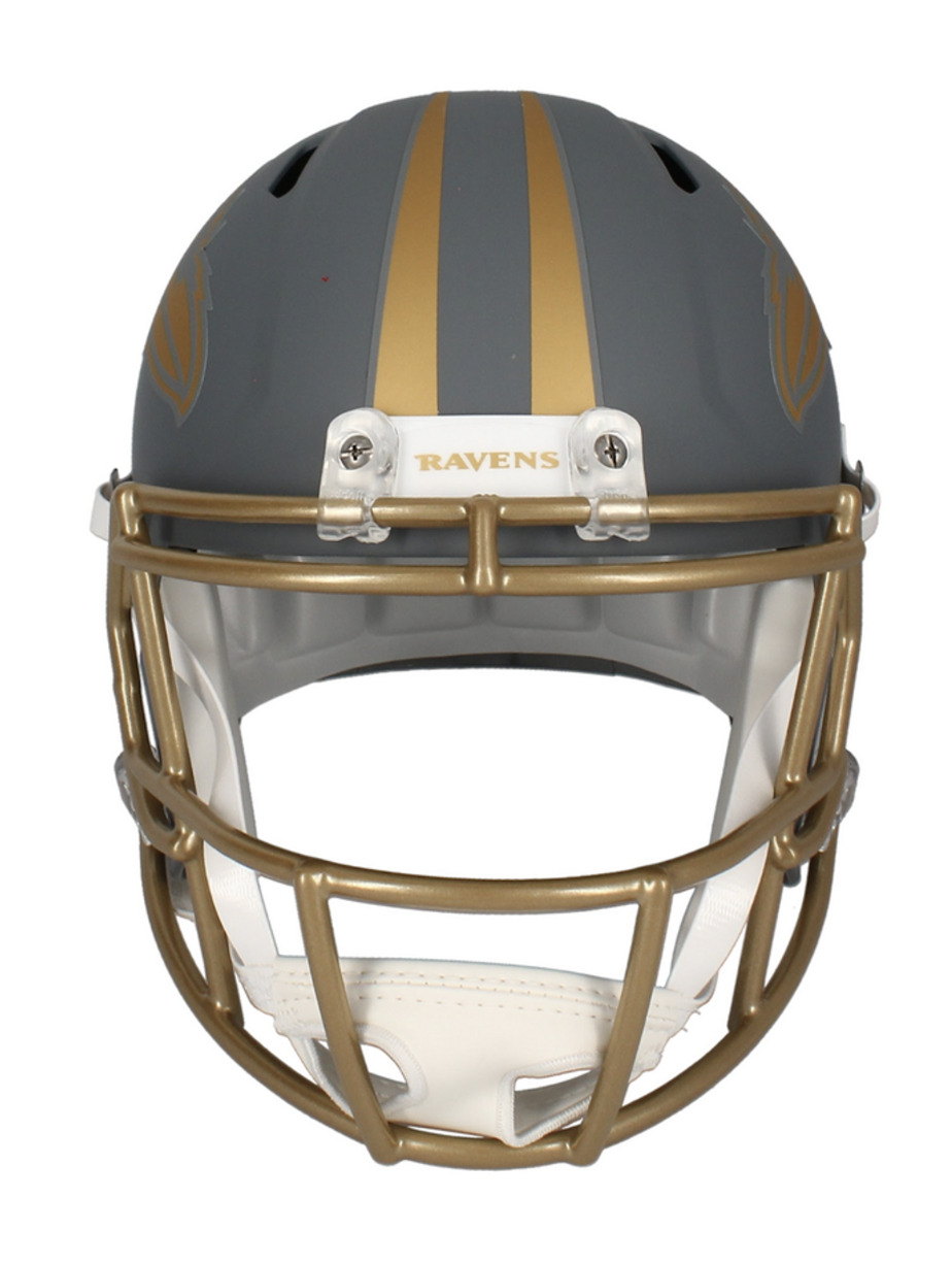 Ed Reed Autographed Ravens Full Size 'Slate' Replica Speed Helmet Beckett