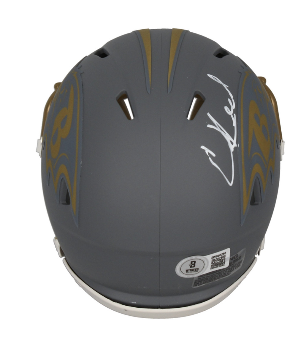 Ed Reed Autographed Baltimore Ravens 'Slate' Mini Speed Helmet Beckett