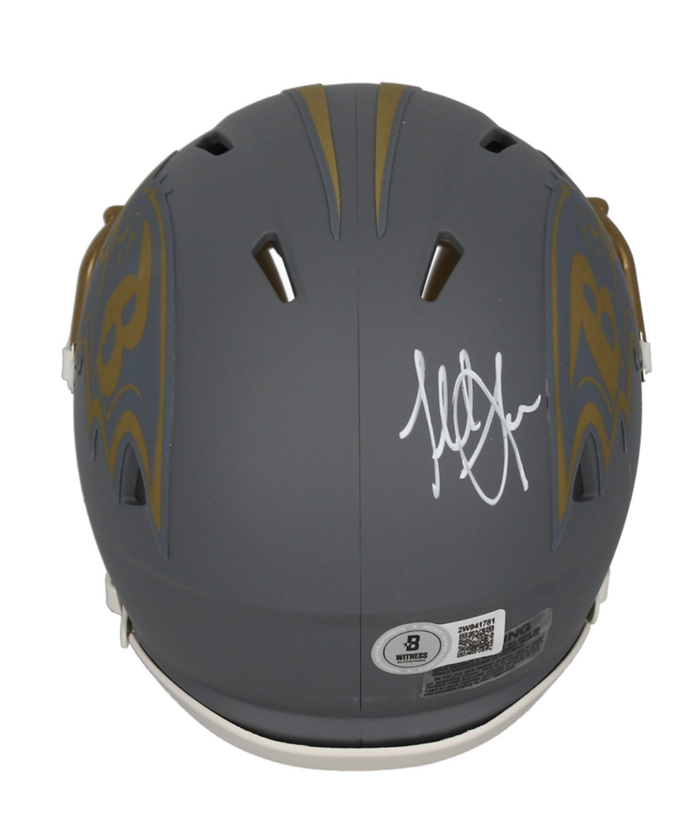 Terrell Suggs Autographed Baltimore Ravens 'Slate' Mini Speed Helmet