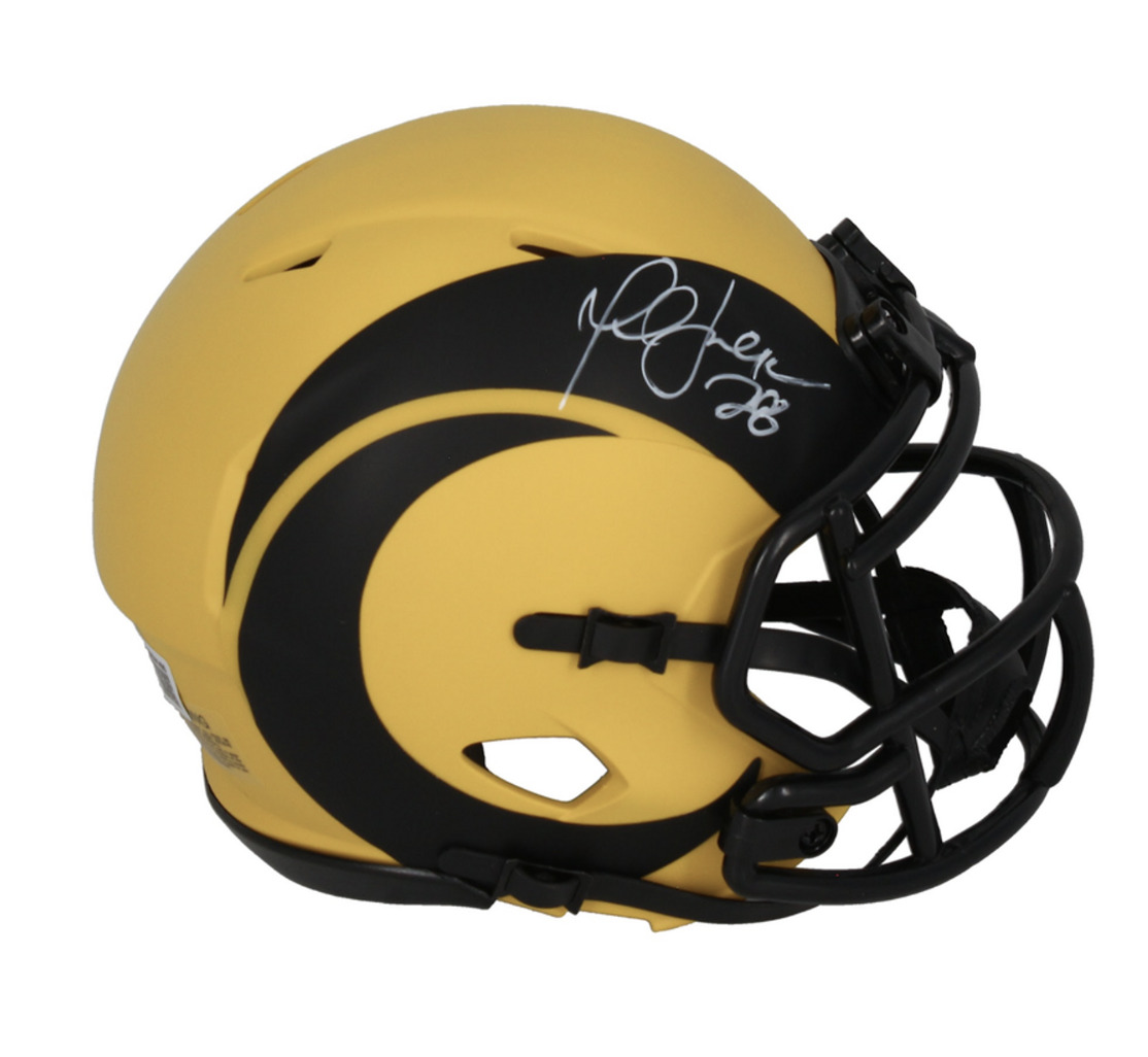Marshall Faulk Autographed Los Angeles Rams RAVE Mini Speed Helmet