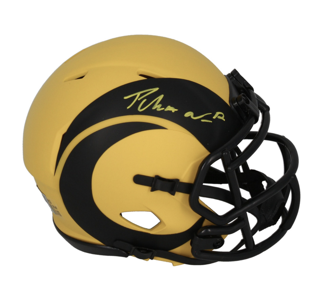 Puka Nacua Autographed Los Angeles Rams 'RAVE' Mini Speed Helmet