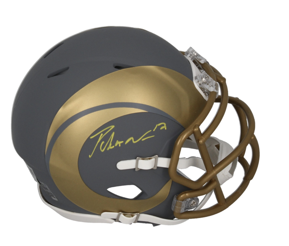 Puka Nacua Autographed Rams 'Slate' Mini Speed Helmet