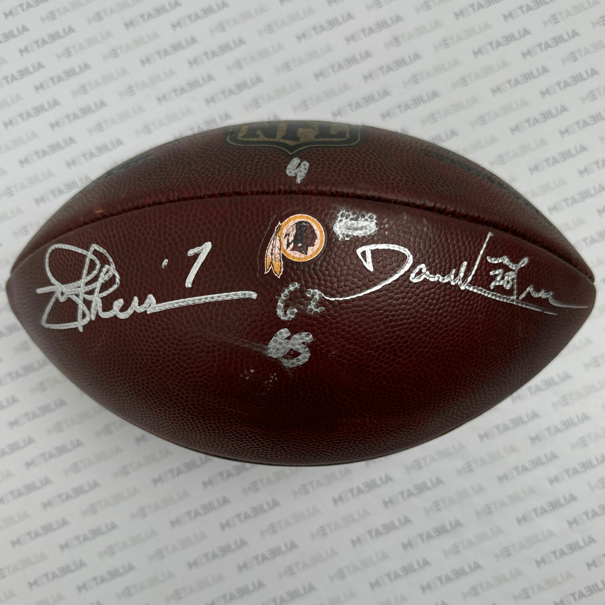 Joe Theismann & Darrell Green Signed PHOTOMATCHED Game-Used Ball vs Seahawks
