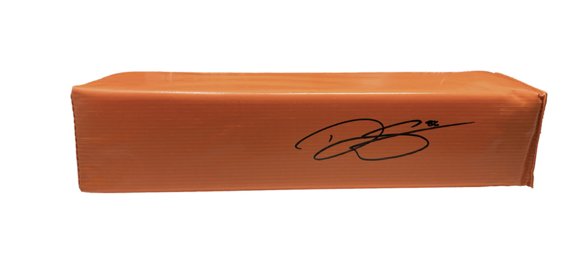 Dalton Schultz of the Texans Autographed End Zone Pylon Beckett Witnessed