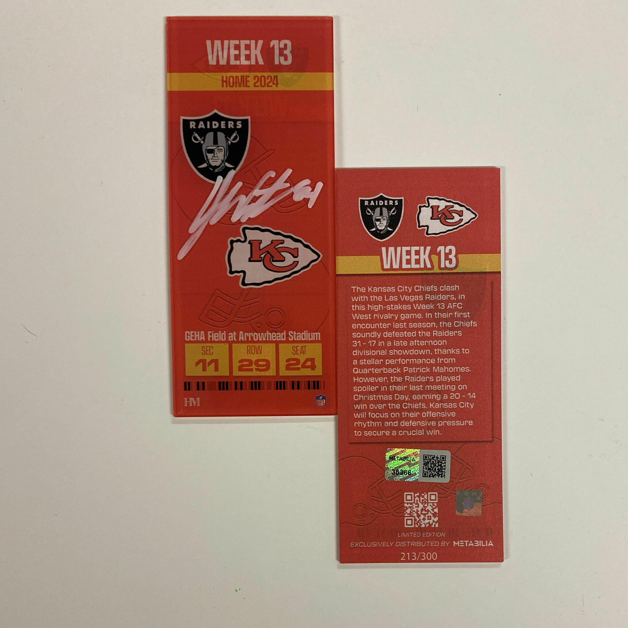 Justin Watson Signed Week 13 Commemorative Ticket