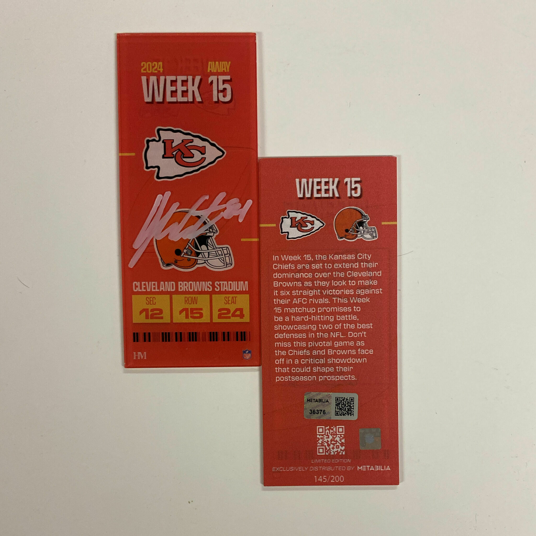 Justin Watson Signed Week 15 Commemorative Ticket