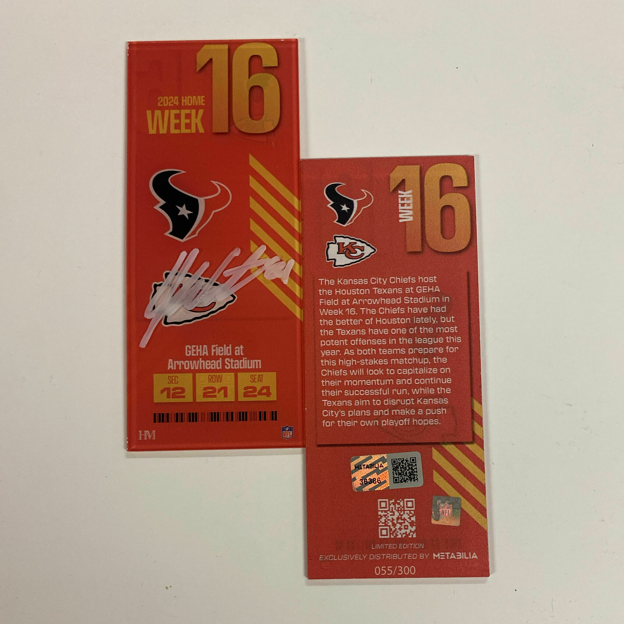 Justin Watson Signed Week 16 Commemorative Ticket