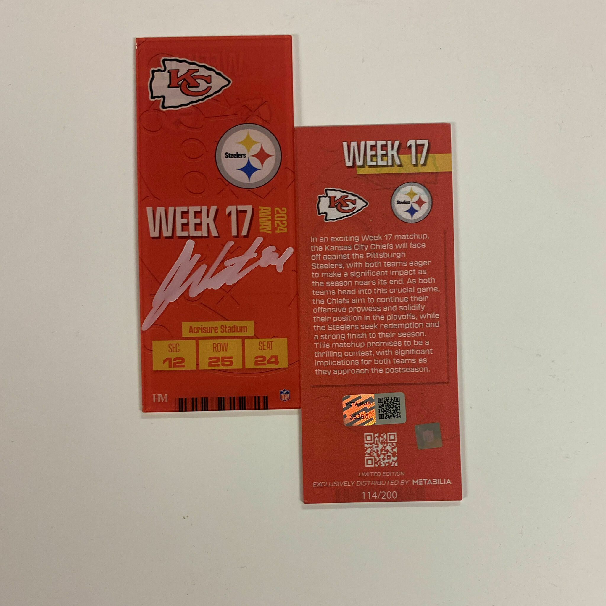 Justin Watson Signed Week 17 Commemorative Ticket