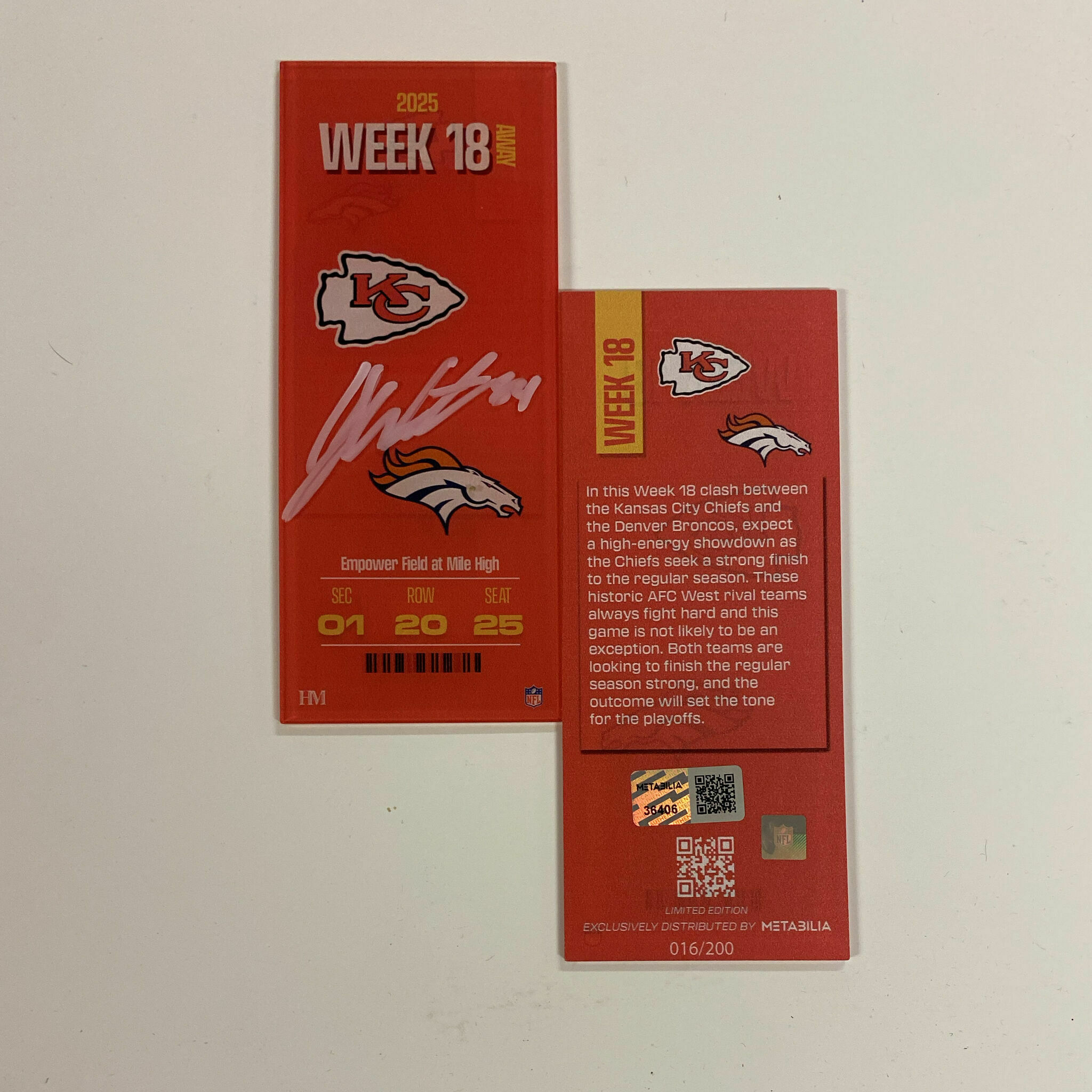 Justin Watson Signed Week 18 Commemorative Ticket