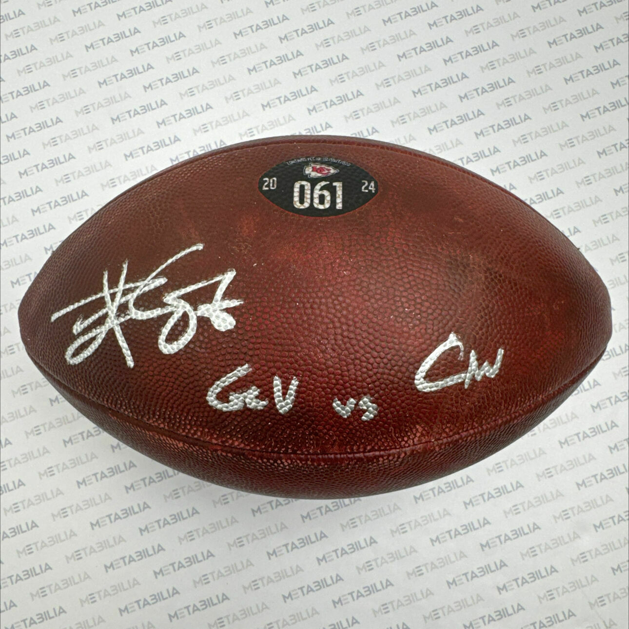 Kelce Signed & Inscribed Game-Used Ball #061 vs Bengals