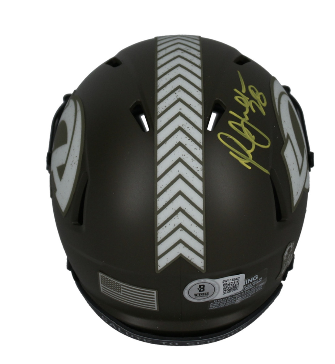 Marshall Faulk Autographed Rams (In Yellow) STS Mini Speed Helmet Beckett