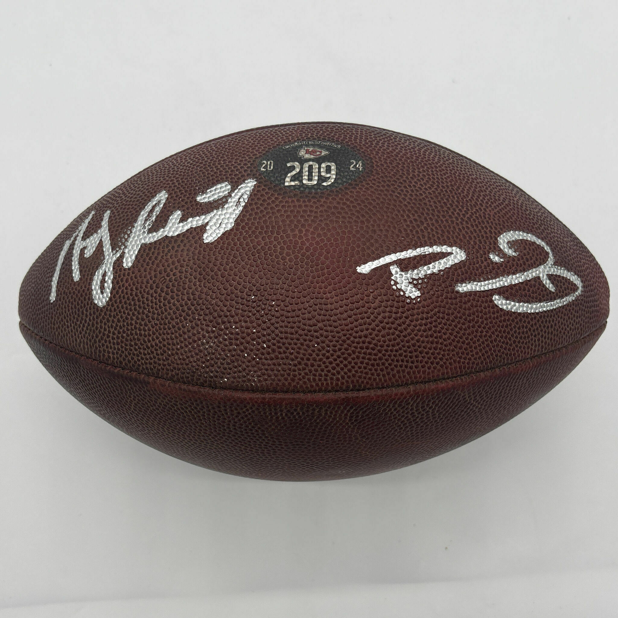 Andy Reid & Patrick Mahomes Dual Signed PHOTOMATCHED Game-Used Ball #209 vs Saints