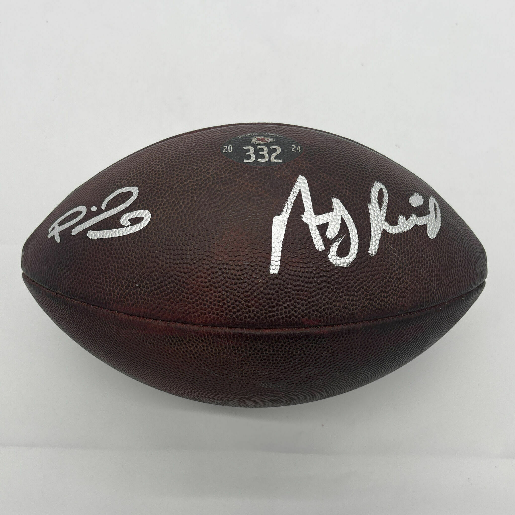 Andy Reid & Patrick Mahomes Dual Signed PHOTOMATCHED Game-Used Ball #332 vs Browns