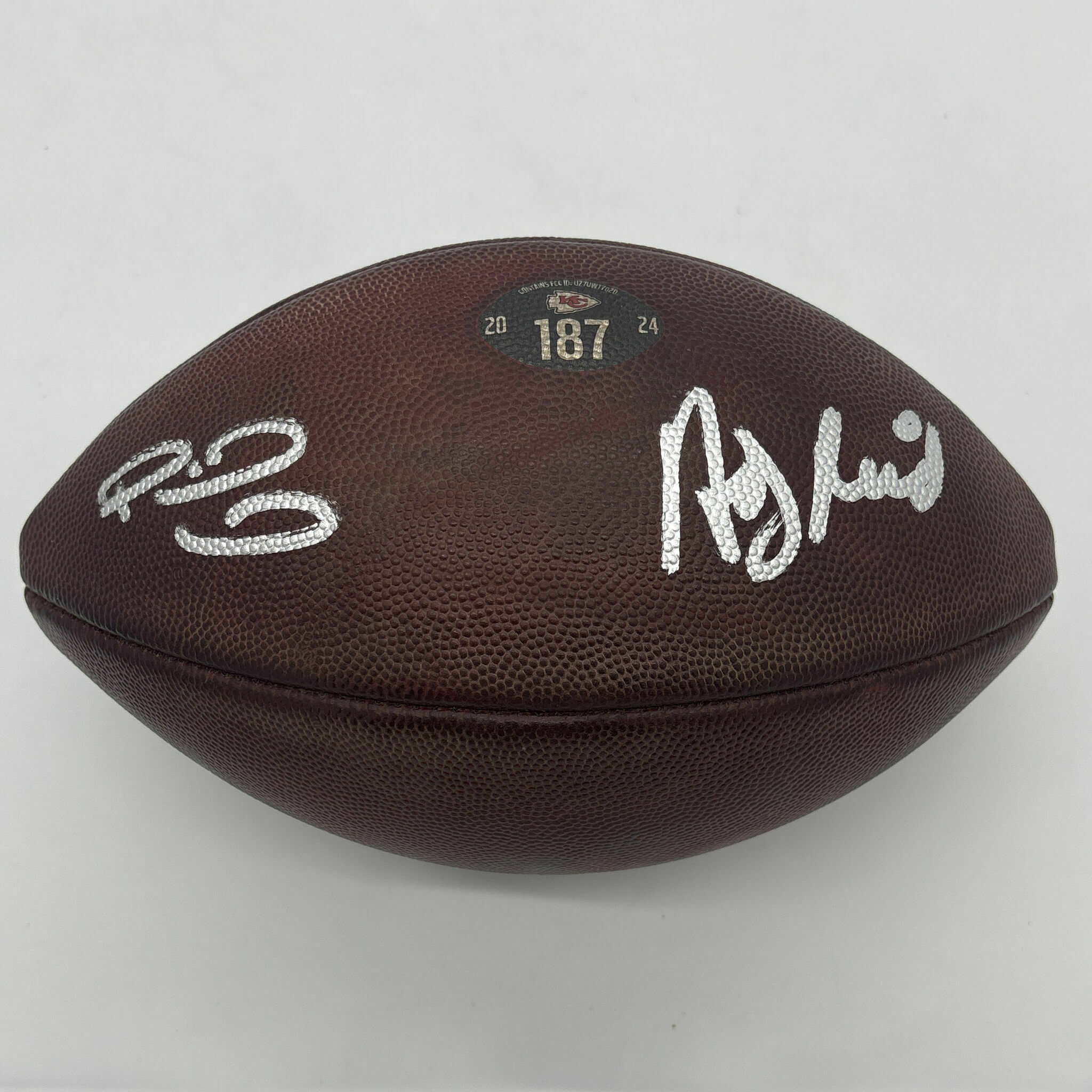Andy Reid & Patrick Mahomes Dual Signed PHOTOMATCHED Chiefs Game-Used Ball #187 vs Browns