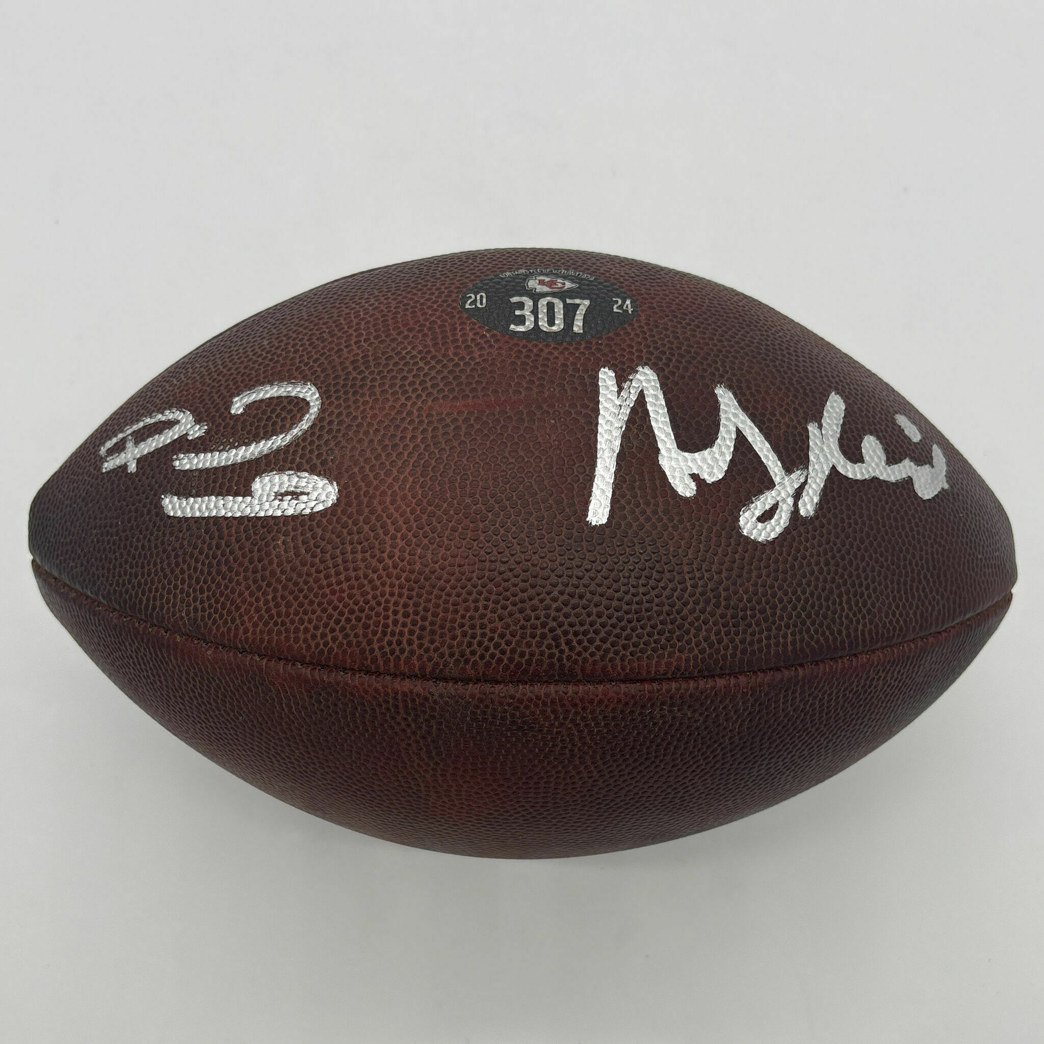 Andy Reid & Patrick Mahomes Dual Signed PHOTOMATCHED Chiefs Game-Used Ball #307 vs Browns