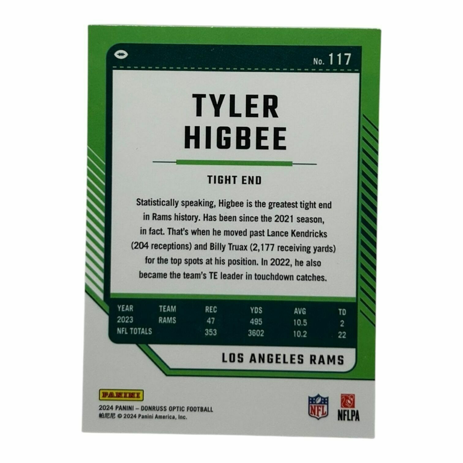 Tyler Higbee 2024 Panini Donruss Optic Football Trading Card