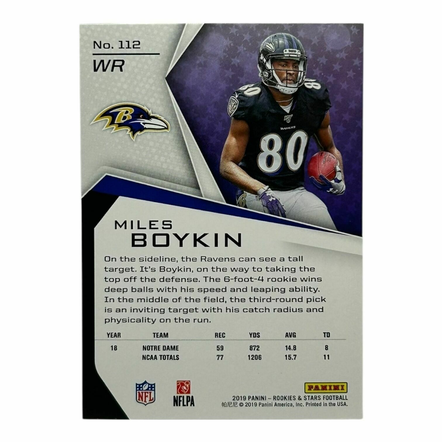 Miles Boykin 2019 Rookies & Stars Football Red Foil Rookie Trading Card