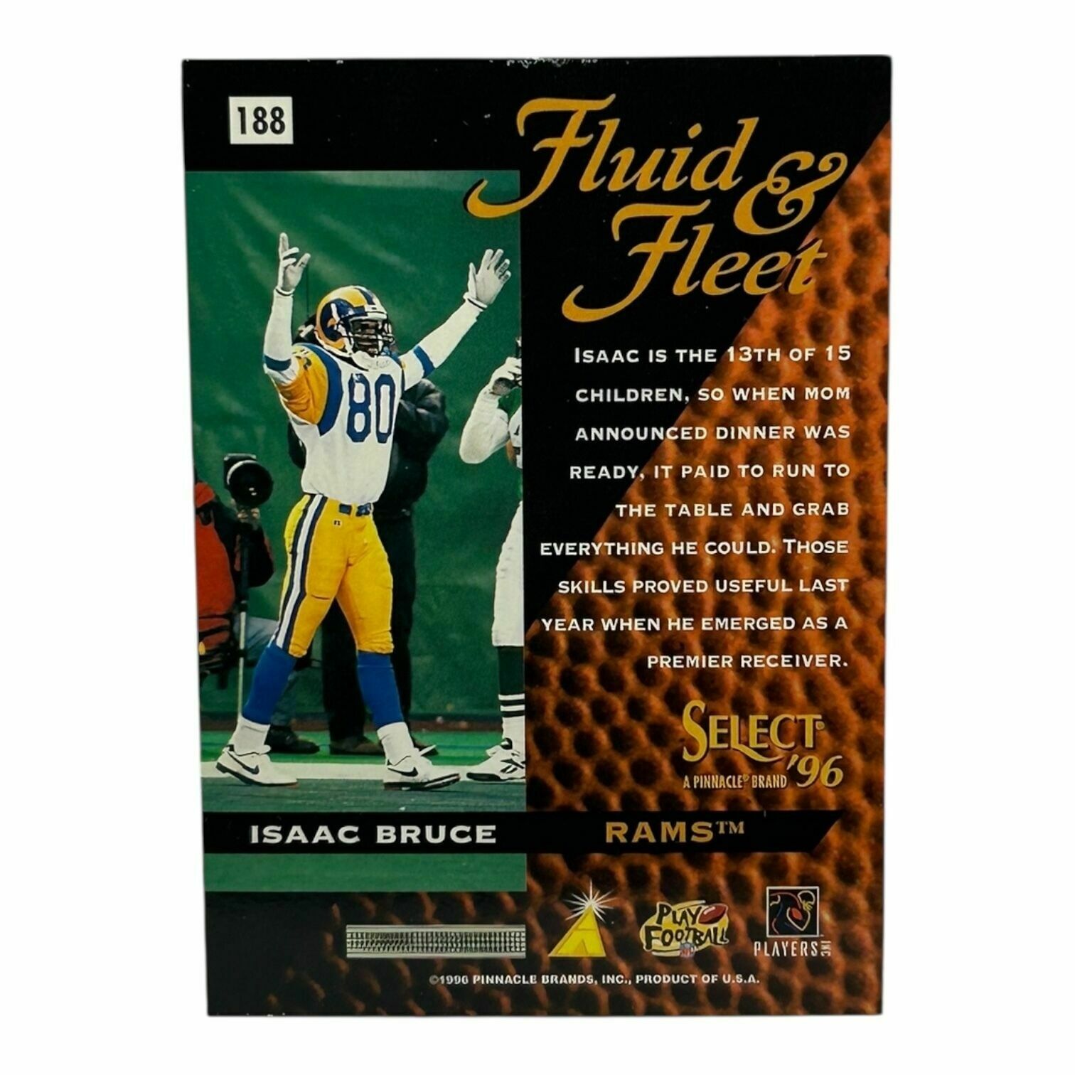 Isaac Bruce 1996 Pinnacle Select Football Fluid & Fleet Insert Trading Card