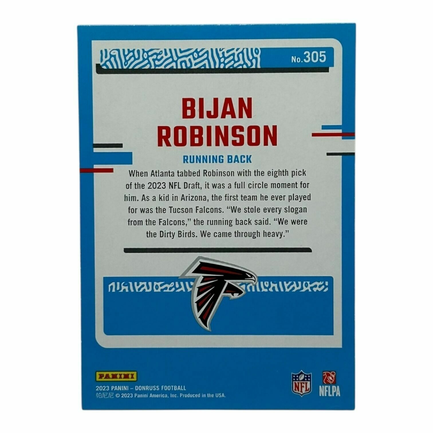 Bijan Robinson 2023 Panini Donruss Football Rated Rookie Trading Card